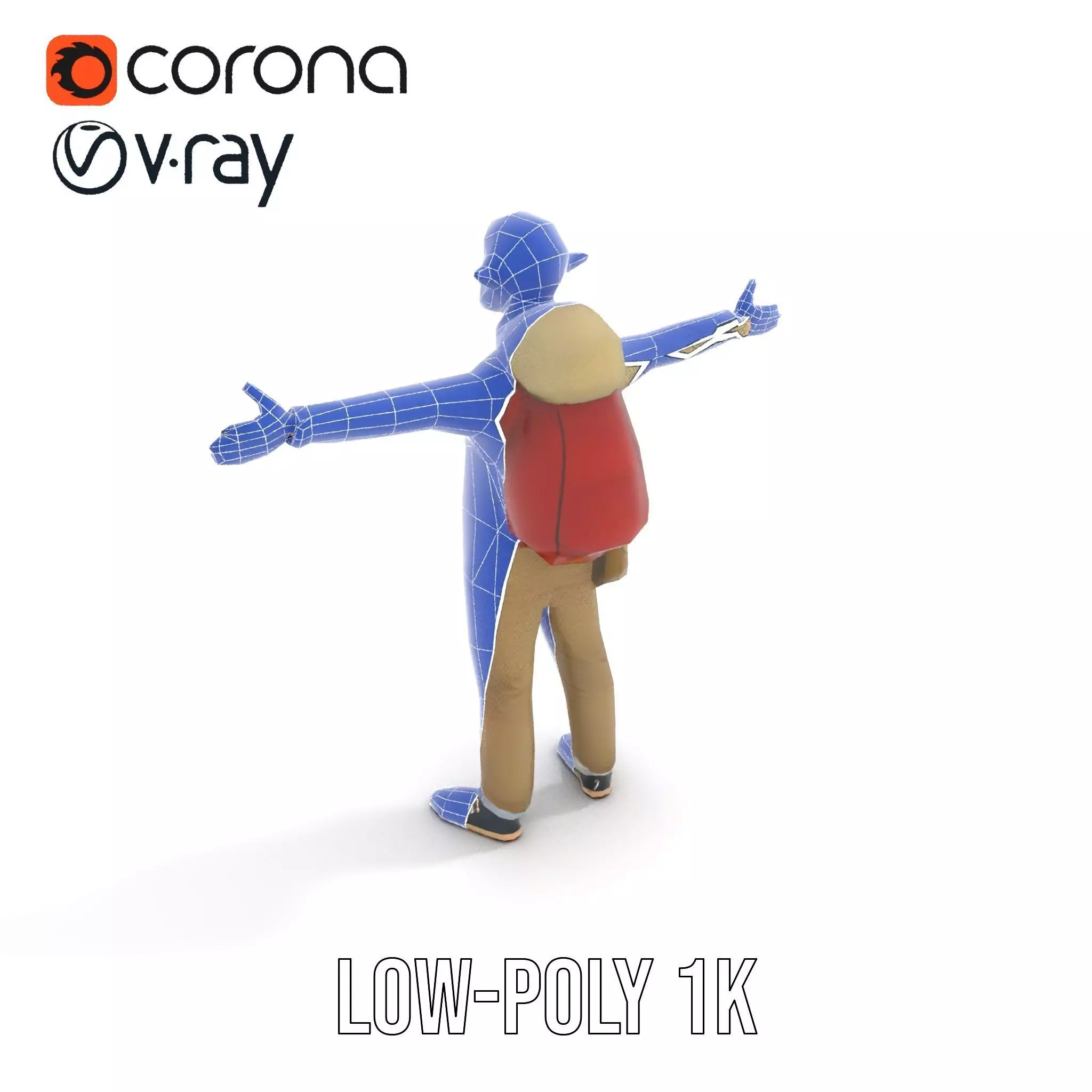 Fantasy Character Model Pack with Backpack Low-poly 3D model_21