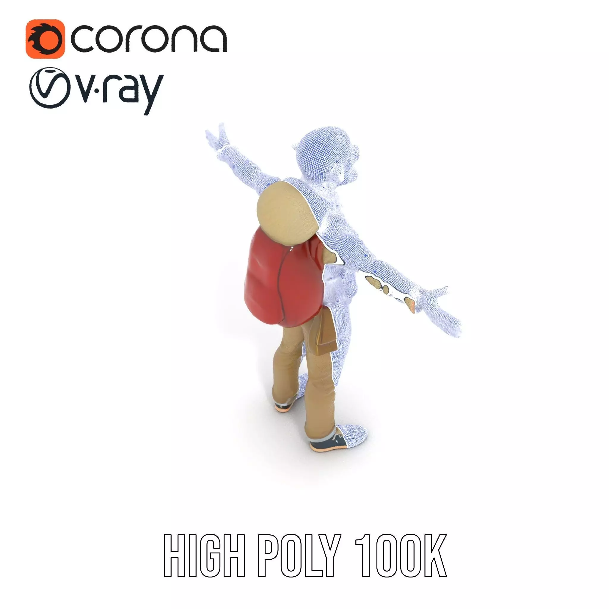 Fantasy Character Model Pack with Backpack Low-poly 3D model_32