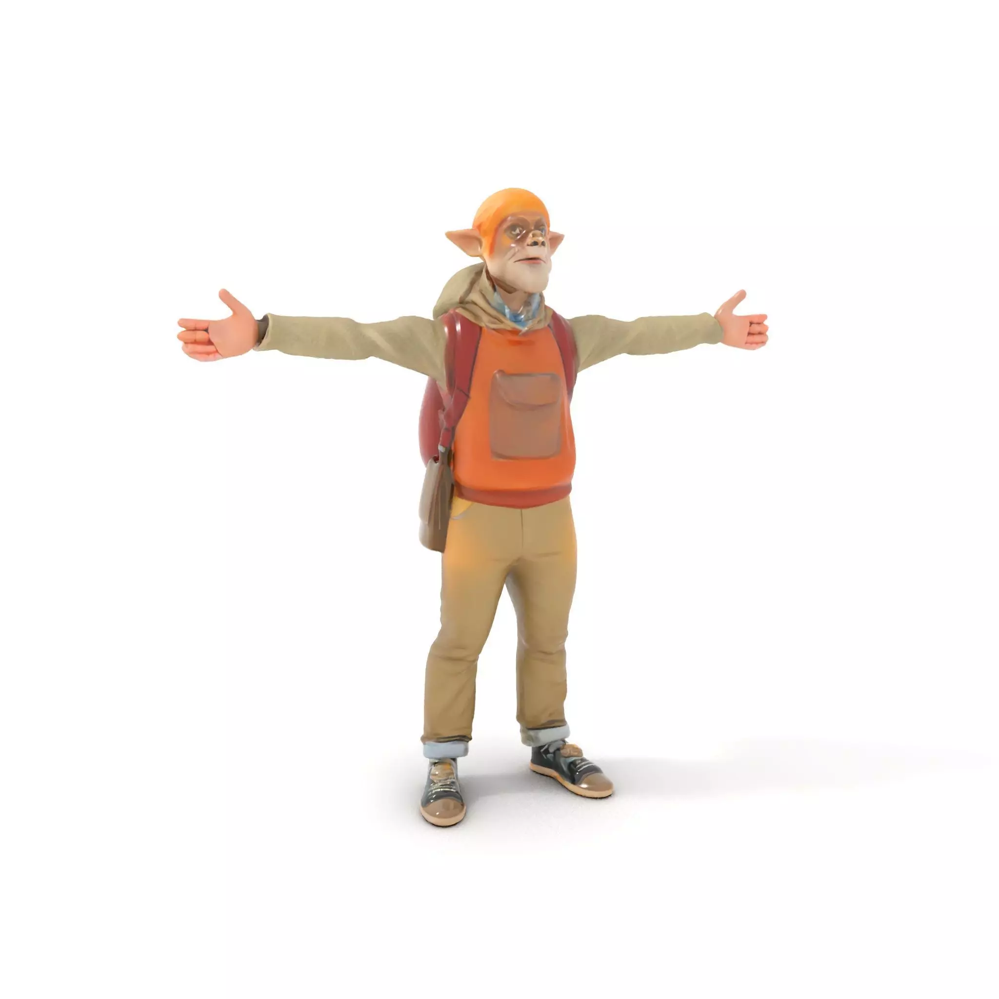 Fantasy Character Model Pack with Backpack Low-poly 3D model_0
