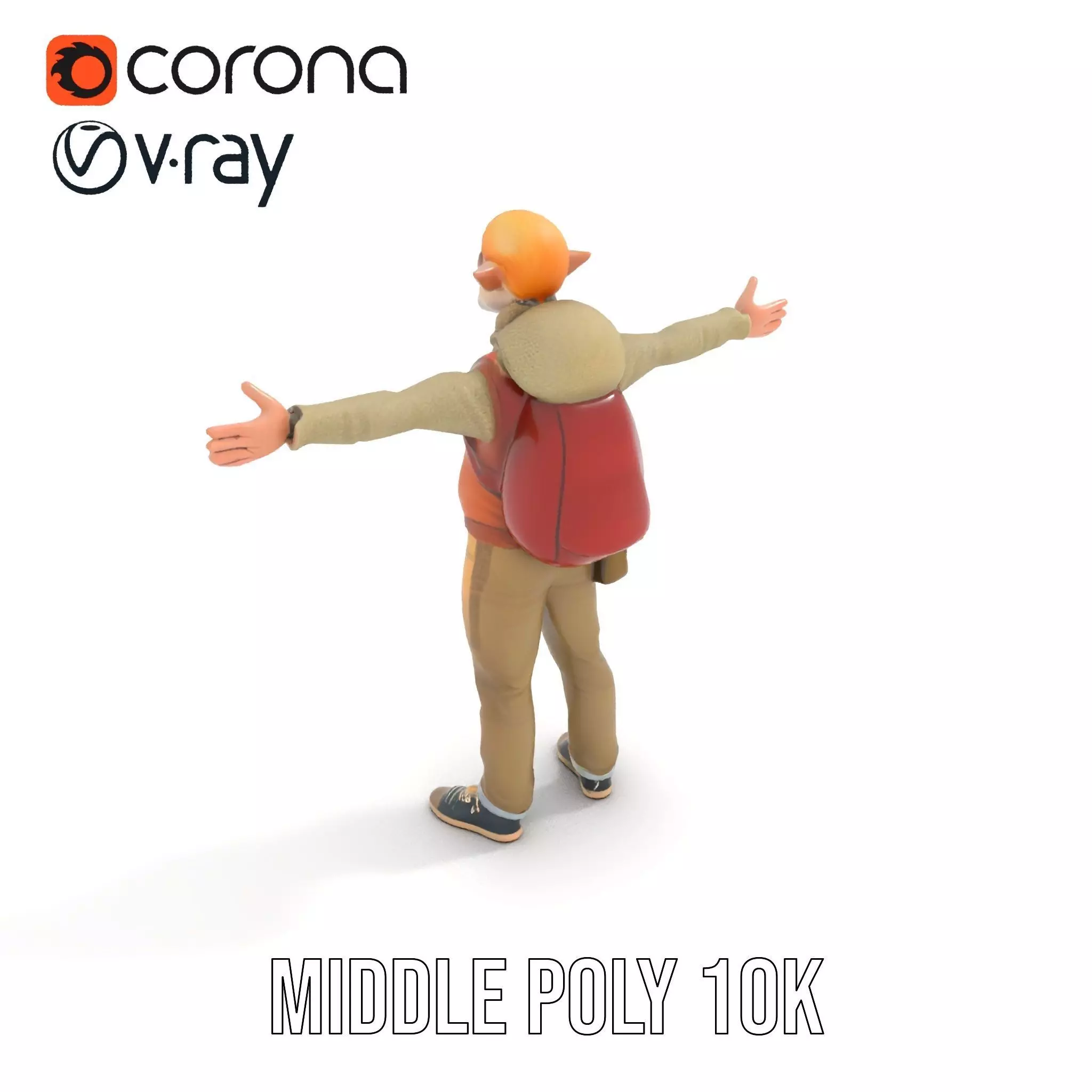Fantasy Character Model Pack with Backpack Low-poly 3D model_9