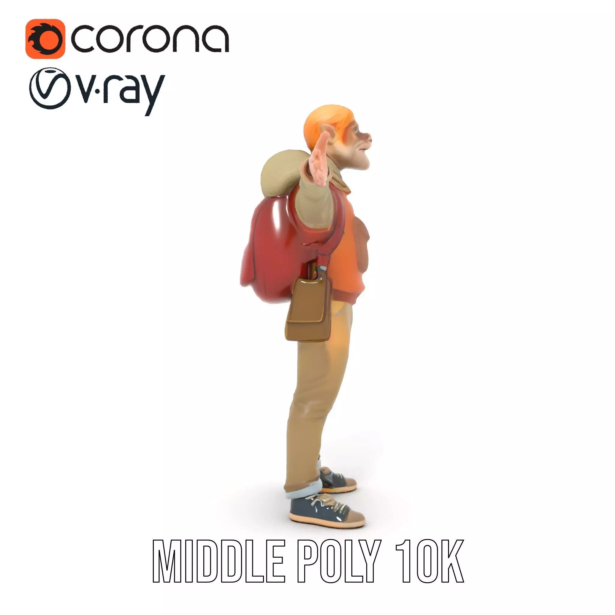 Fantasy Character Model Pack with Backpack Low-poly 3D model_26