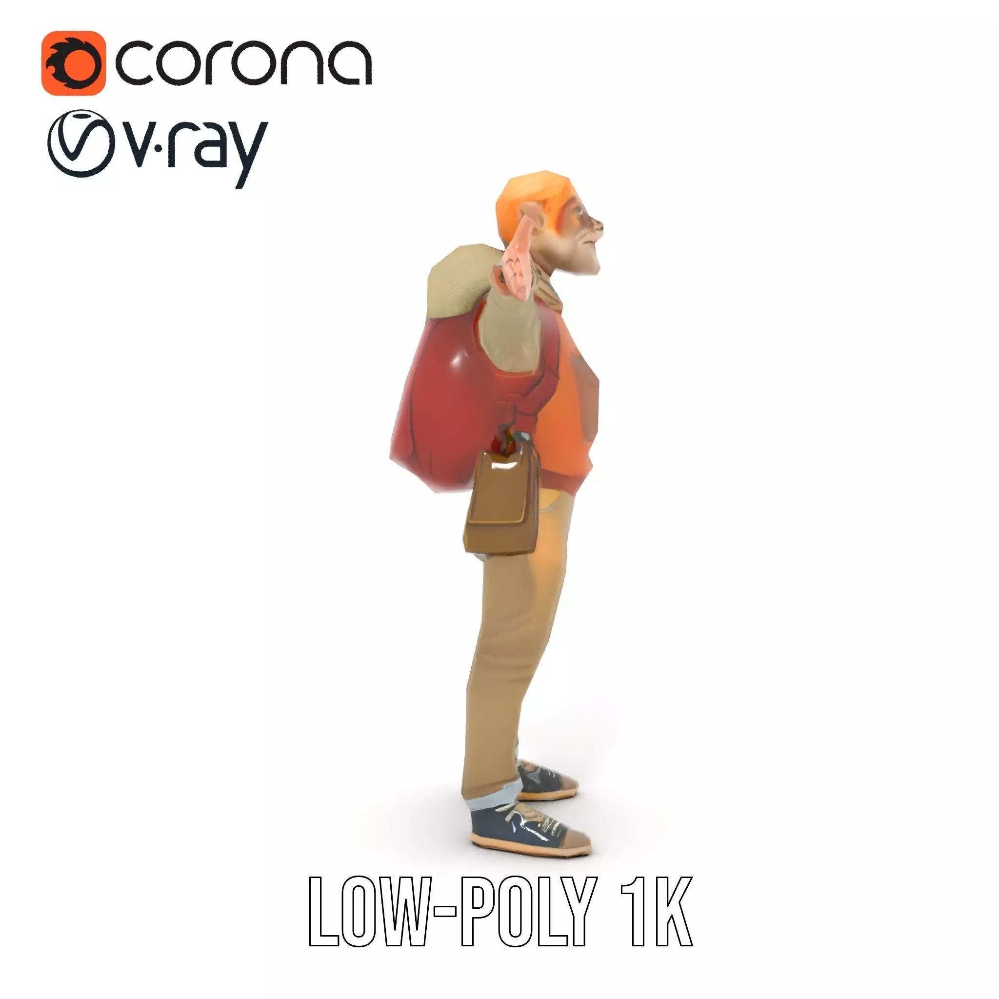 Fantasy Character Model Pack with Backpack Low-poly 3D model_24