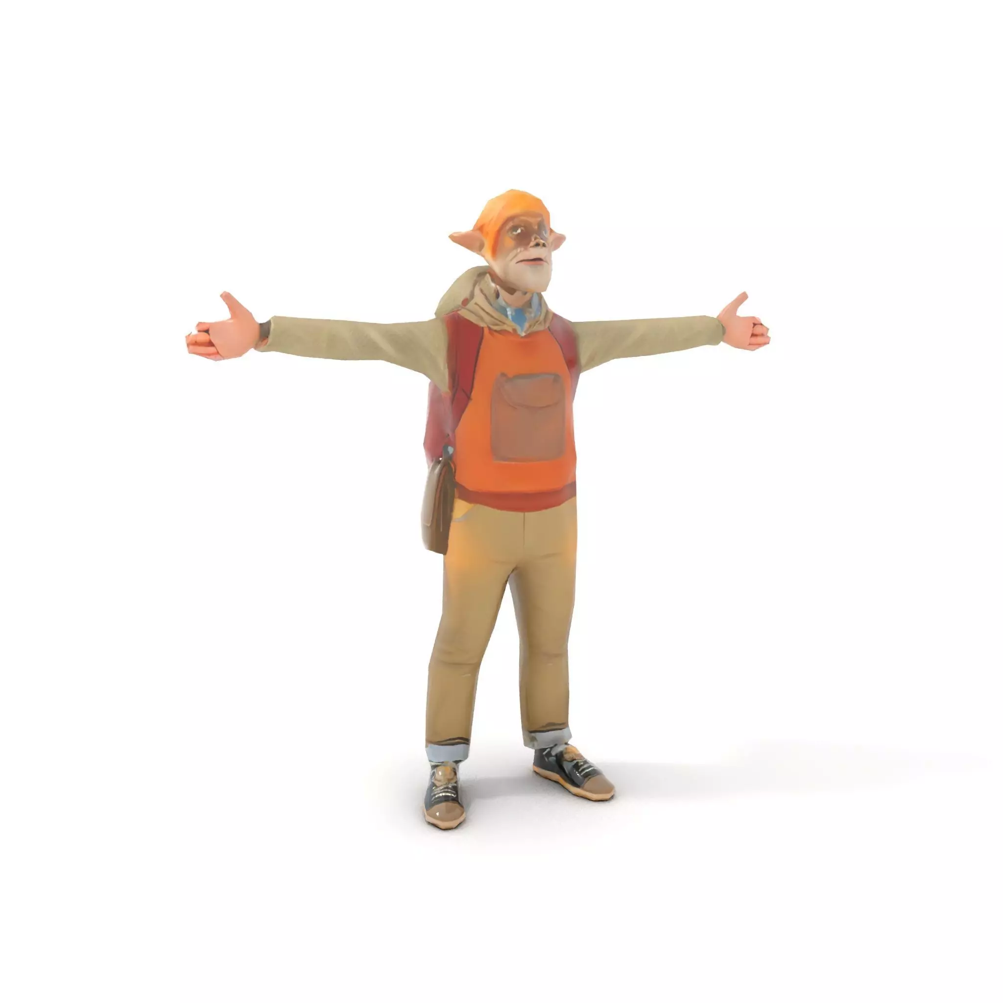 Fantasy Character Model Pack with Backpack Low-poly 3D model_7