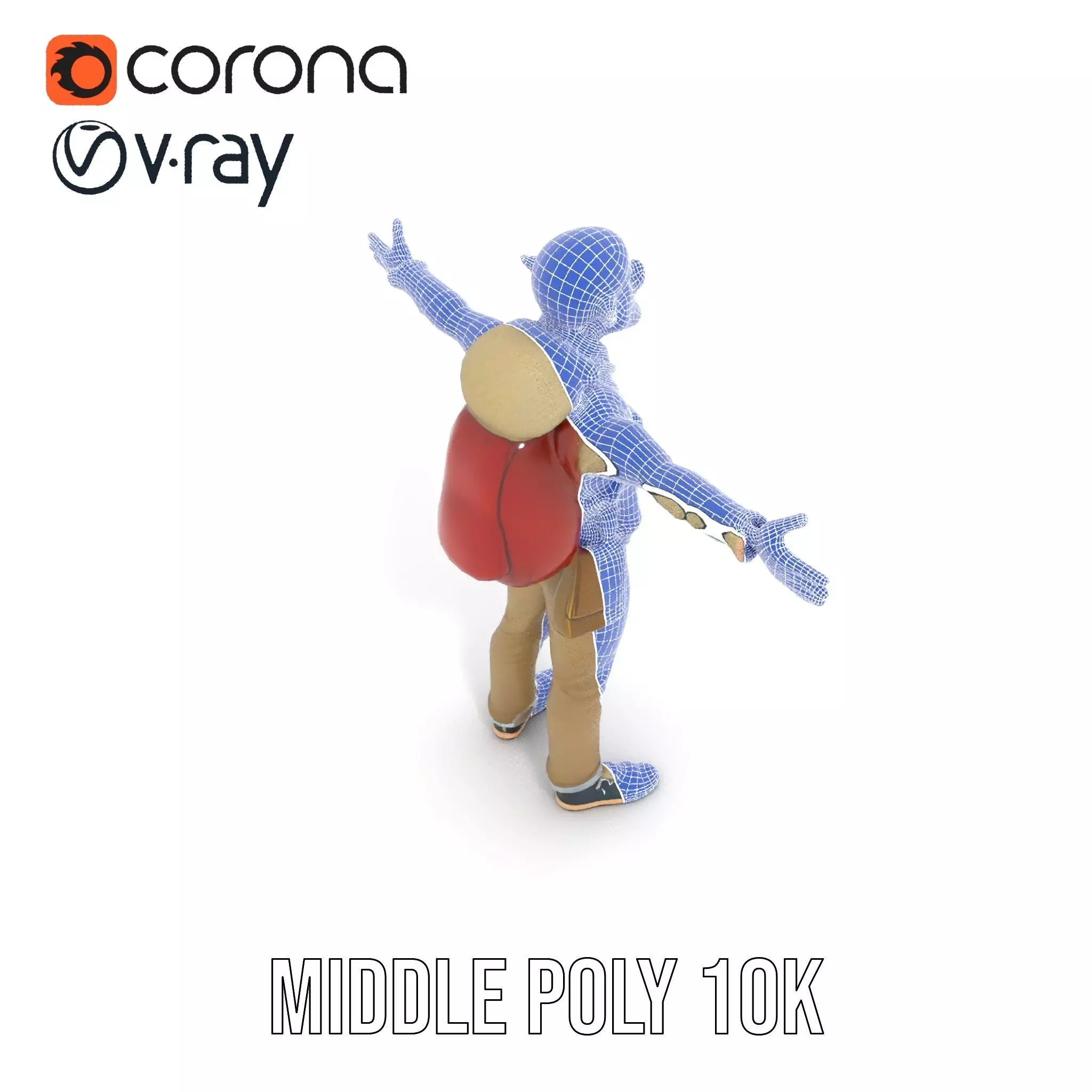 Fantasy Character Model Pack with Backpack Low-poly 3D model_5