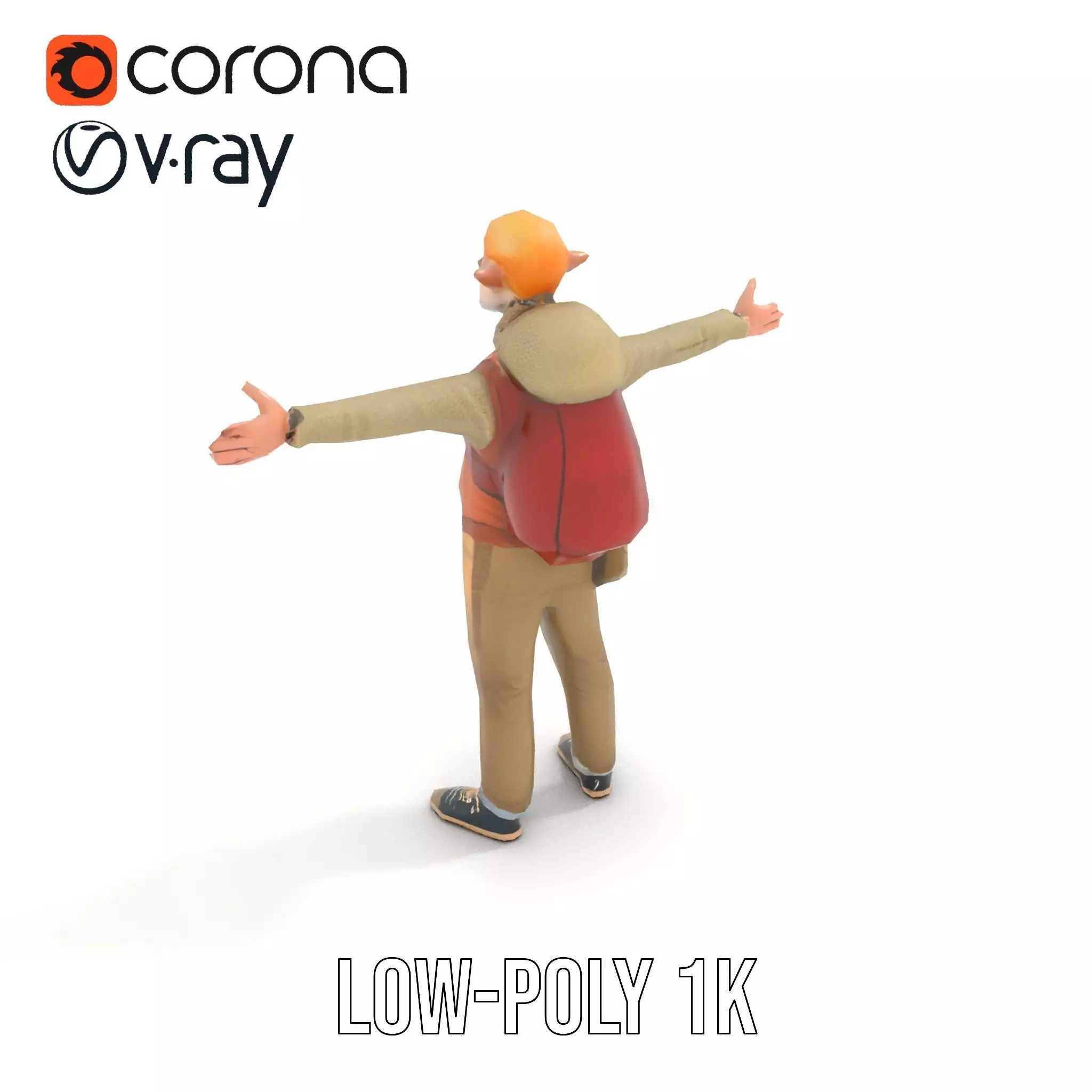 Fantasy Character Model Pack with Backpack Low-poly 3D model_13