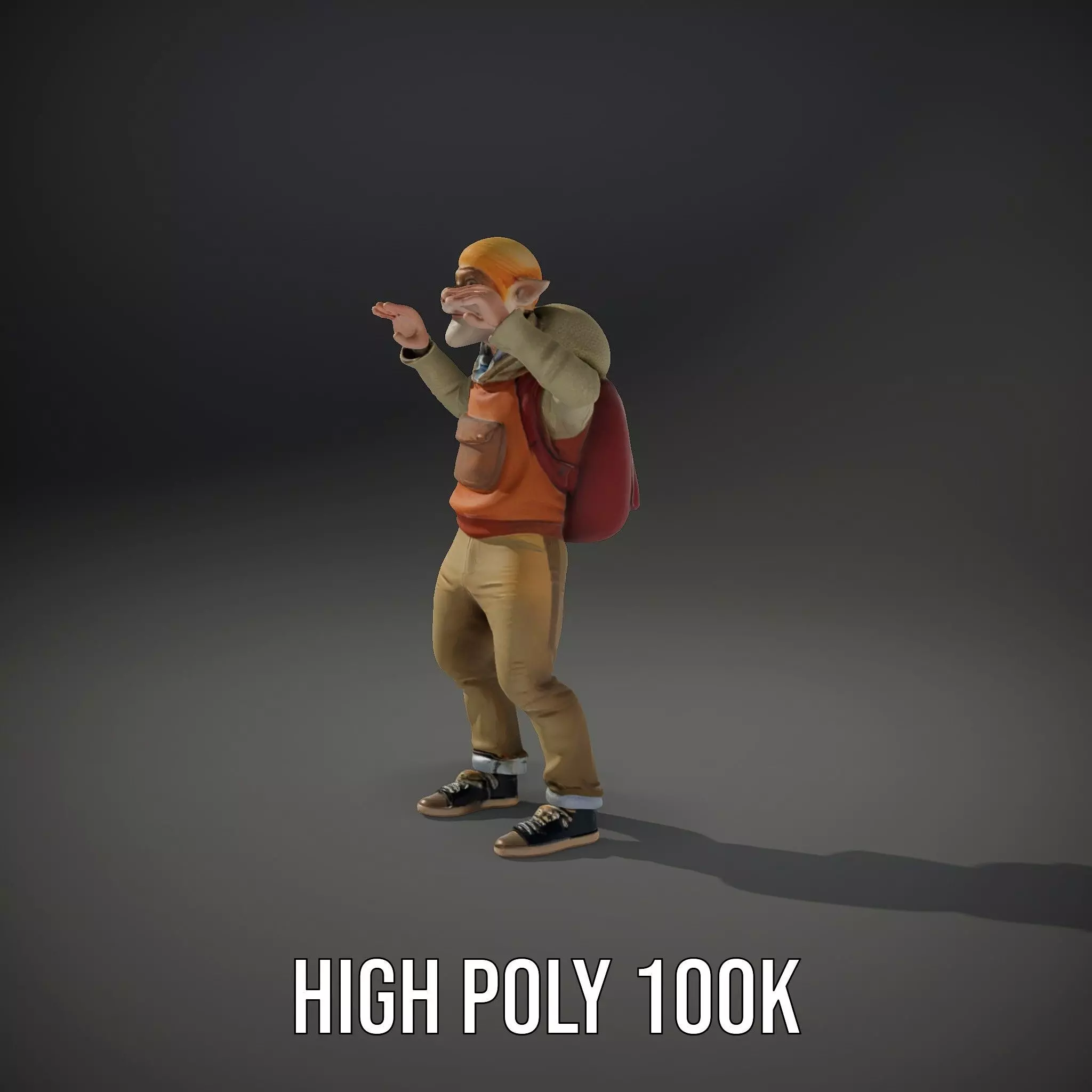 Fantasy Character Model Pack with Backpack Low-poly 3D model_14
