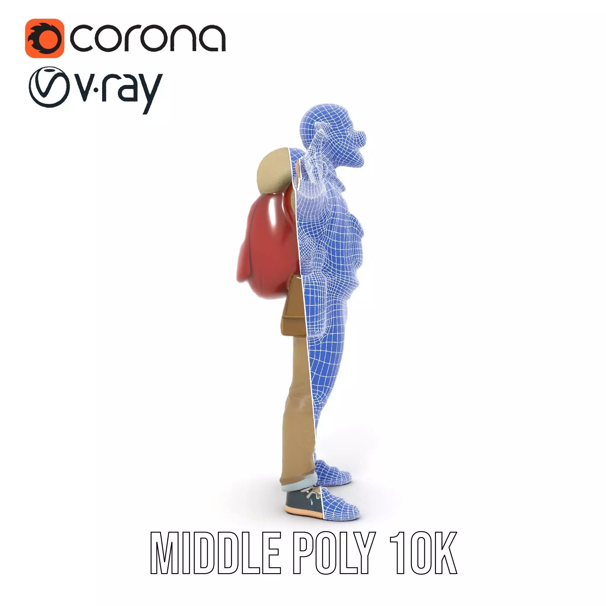 Fantasy Character Model Pack with Backpack Low-poly 3D model_23