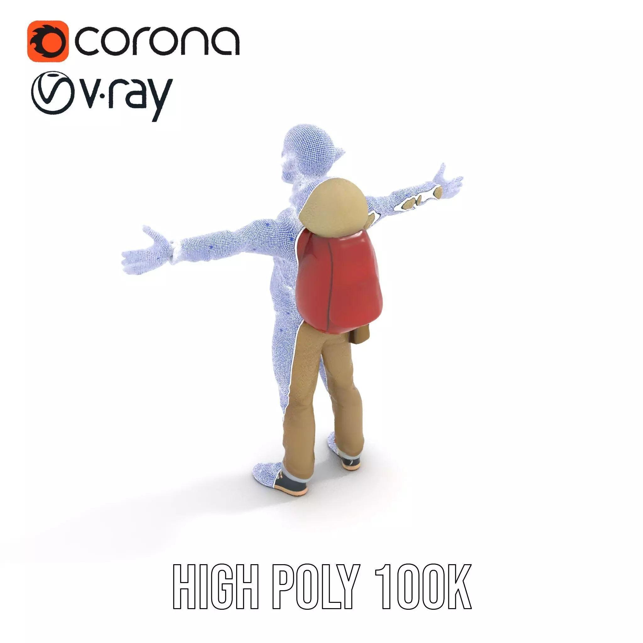 Fantasy Character Model Pack with Backpack Low-poly 3D model_28