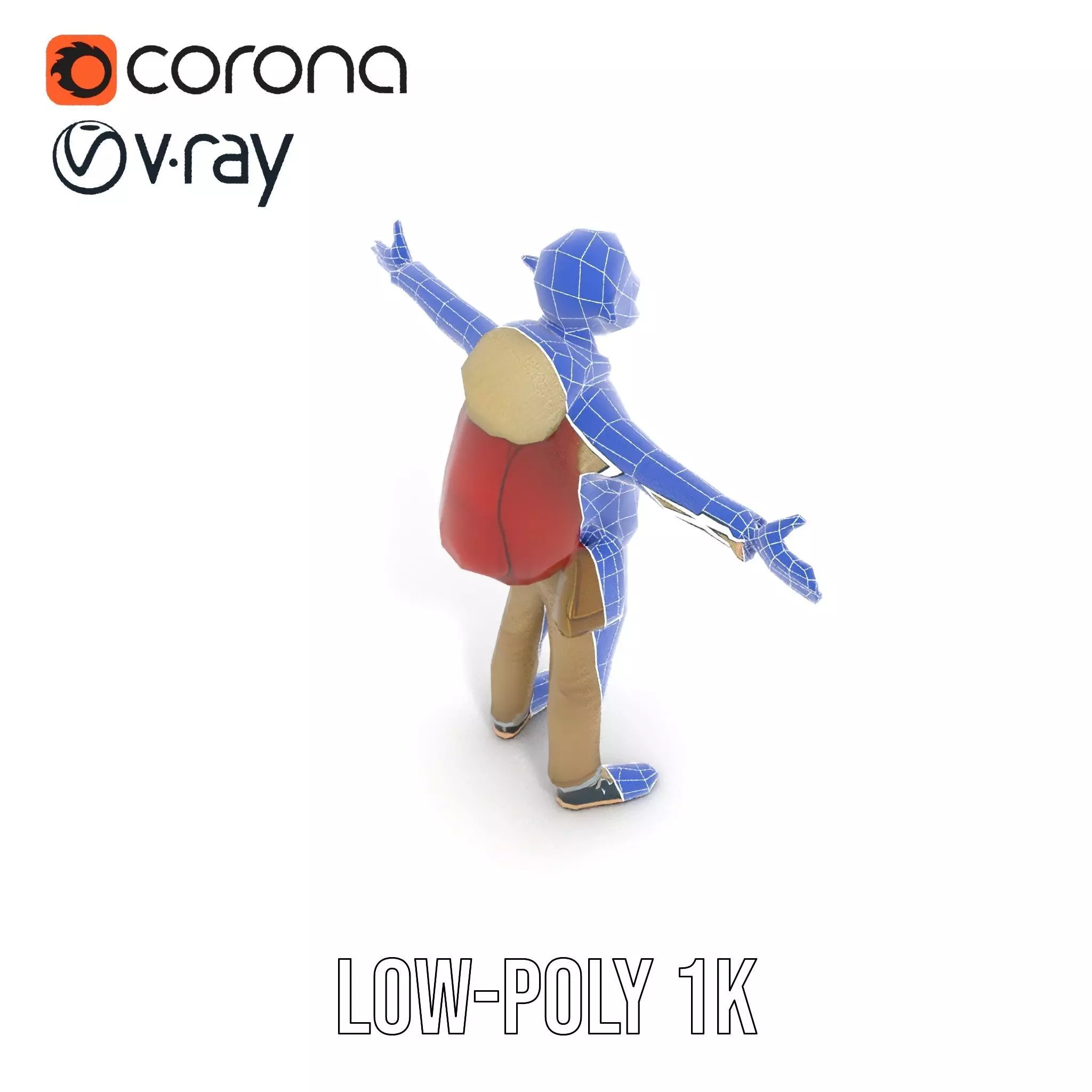 Fantasy Character Model Pack with Backpack Low-poly 3D model_19