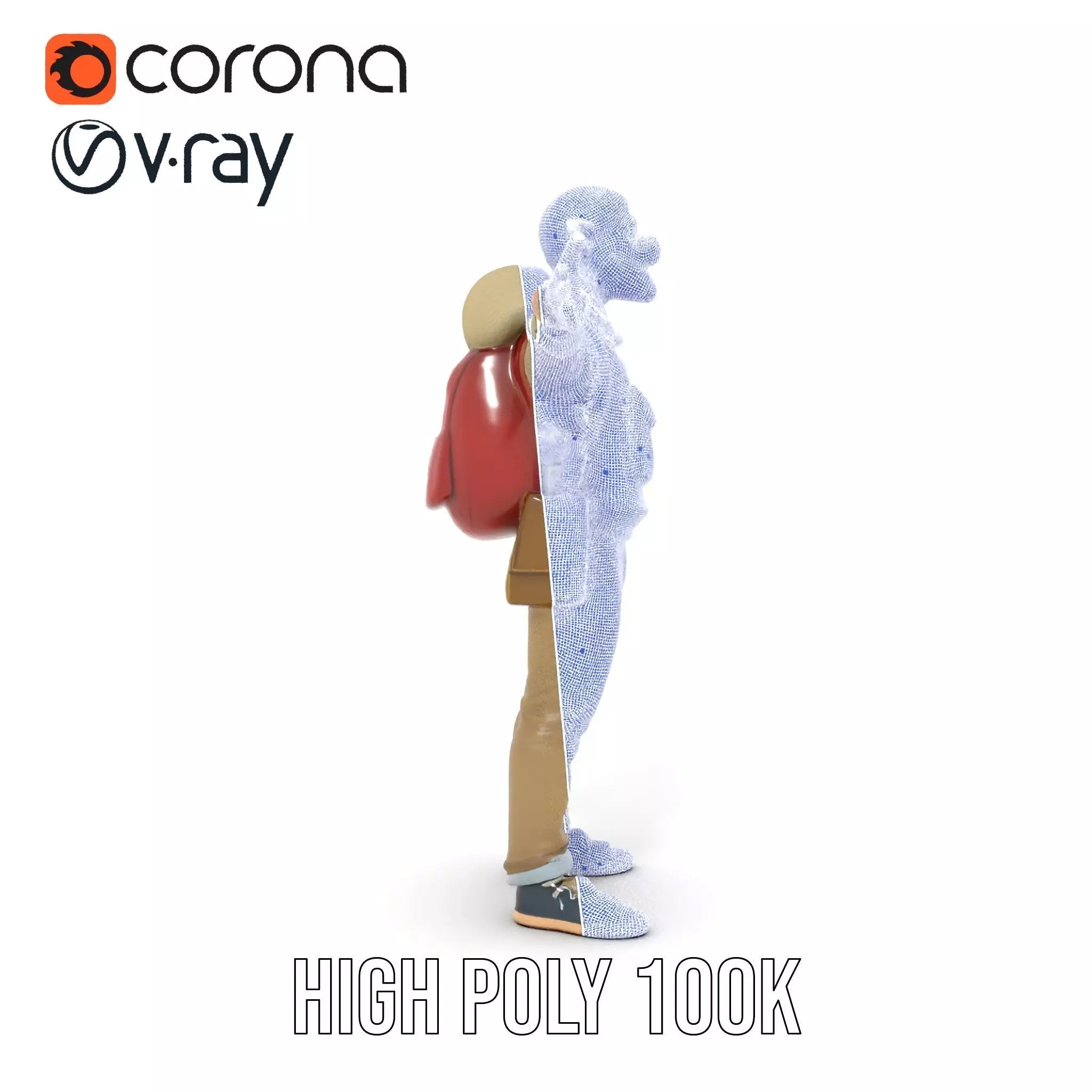 Fantasy Character Model Pack with Backpack Low-poly 3D model_34