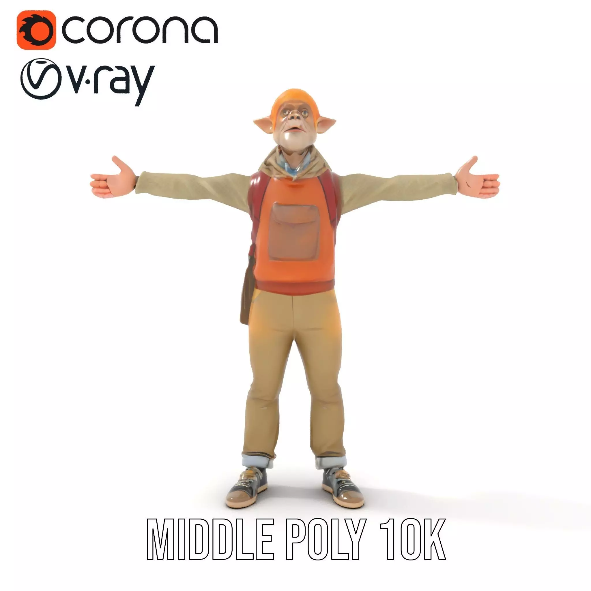 Fantasy Character Model Pack with Backpack Low-poly 3D model_18