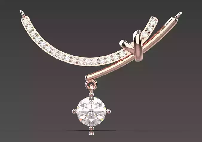 Rose Gold and Diamond Love Knot STL Pendant Model jp0093
