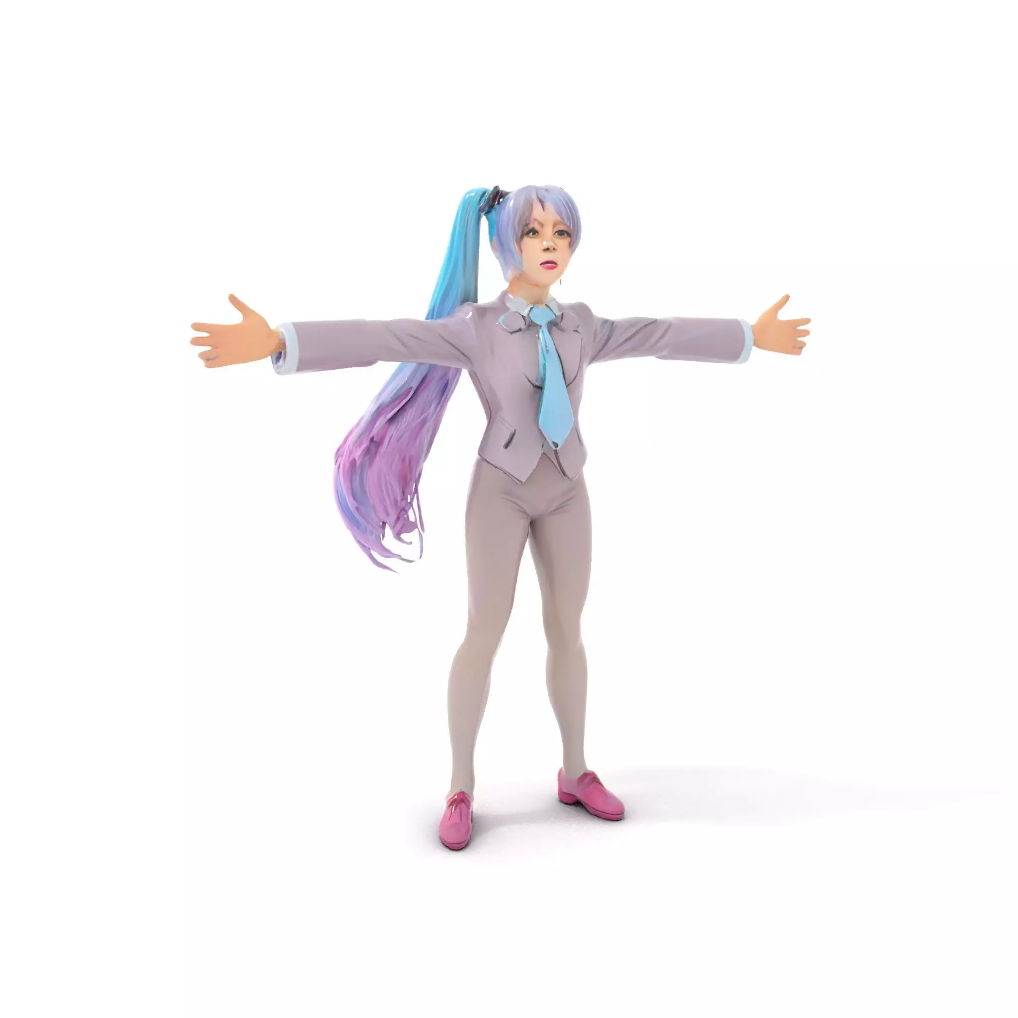 Anime Business Character Model Pack Low-poly 3D model_0