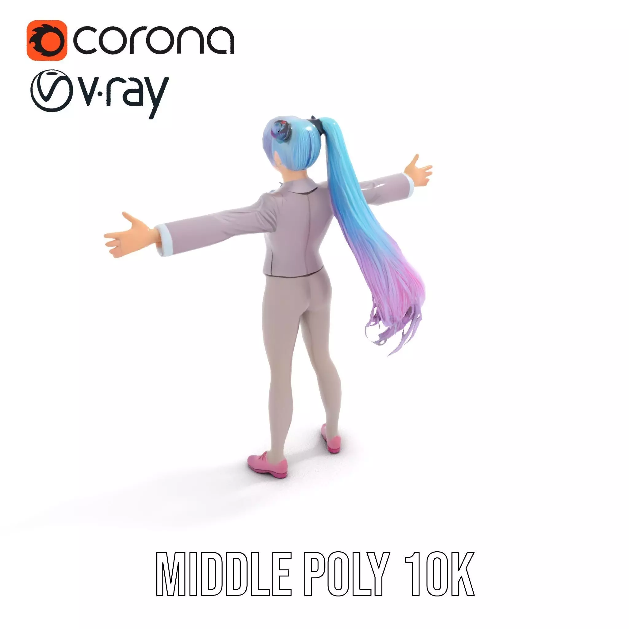 Anime Business Character Model Pack Low-poly 3D model_5