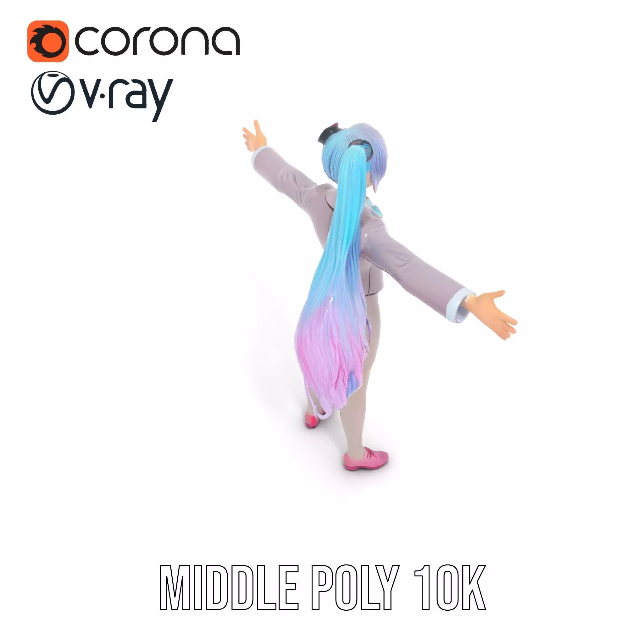 Anime Business Character Model Pack Low-poly 3D model_6