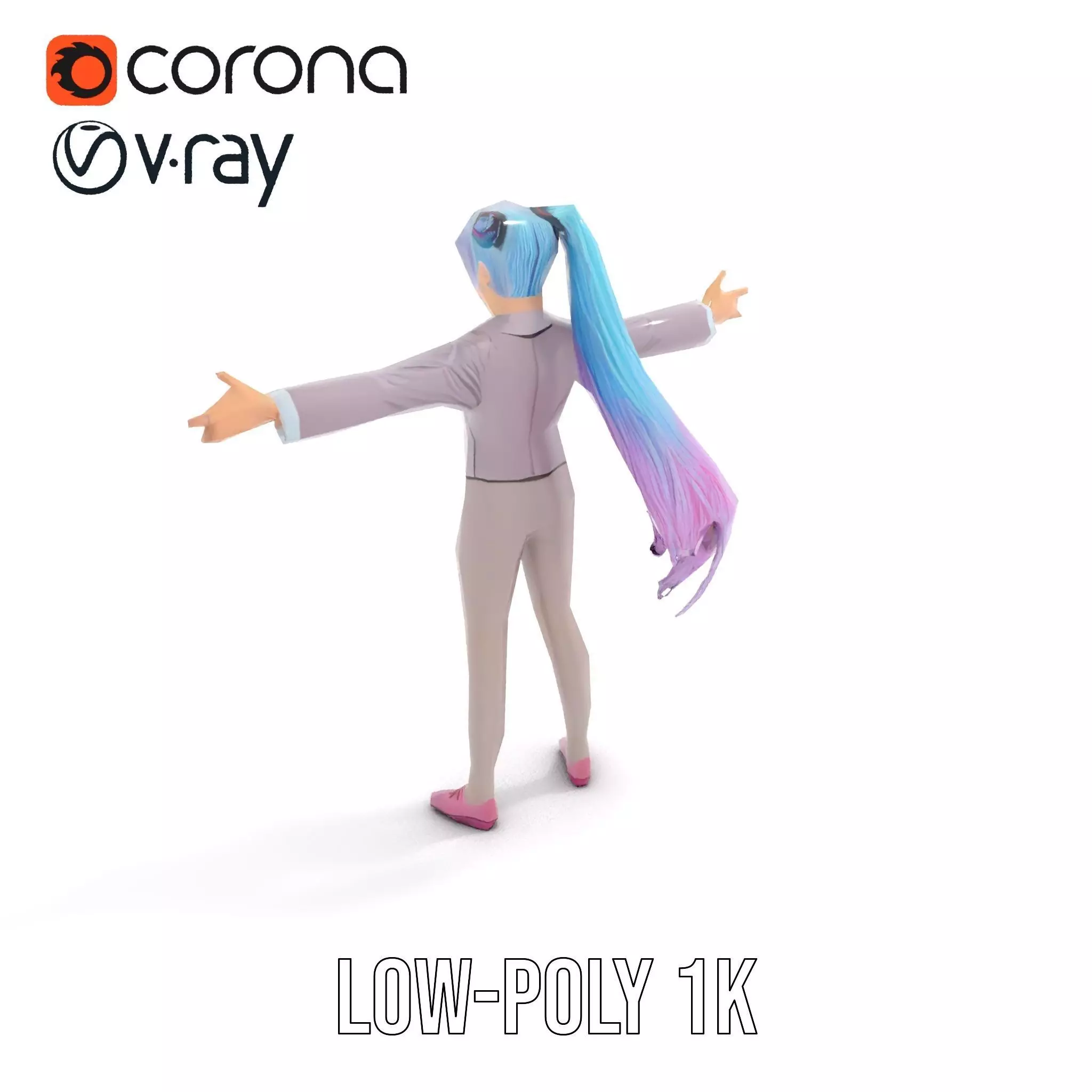 Anime Business Character Model Pack Low-poly 3D model_7