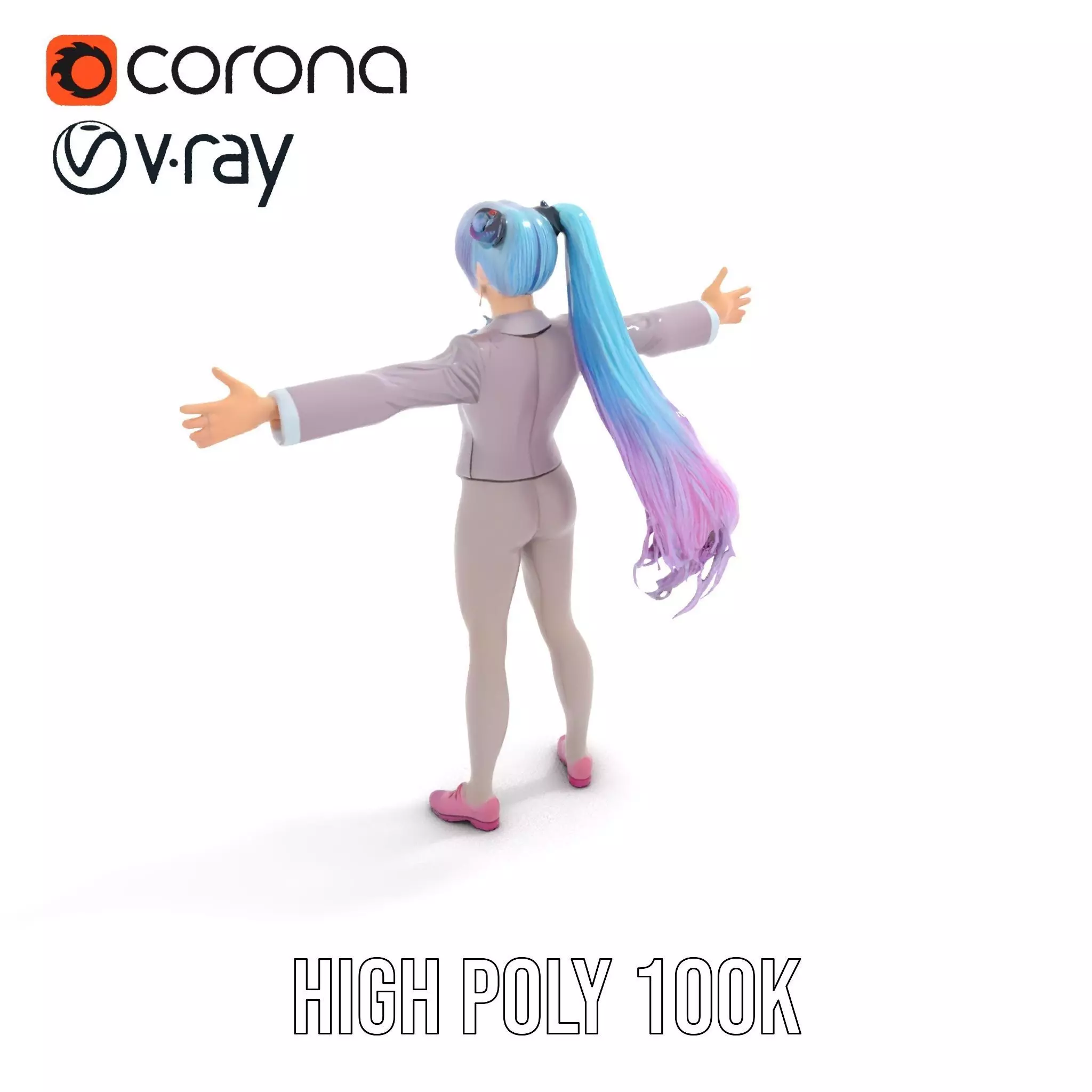 Anime Business Character Model Pack Low-poly 3D model_20