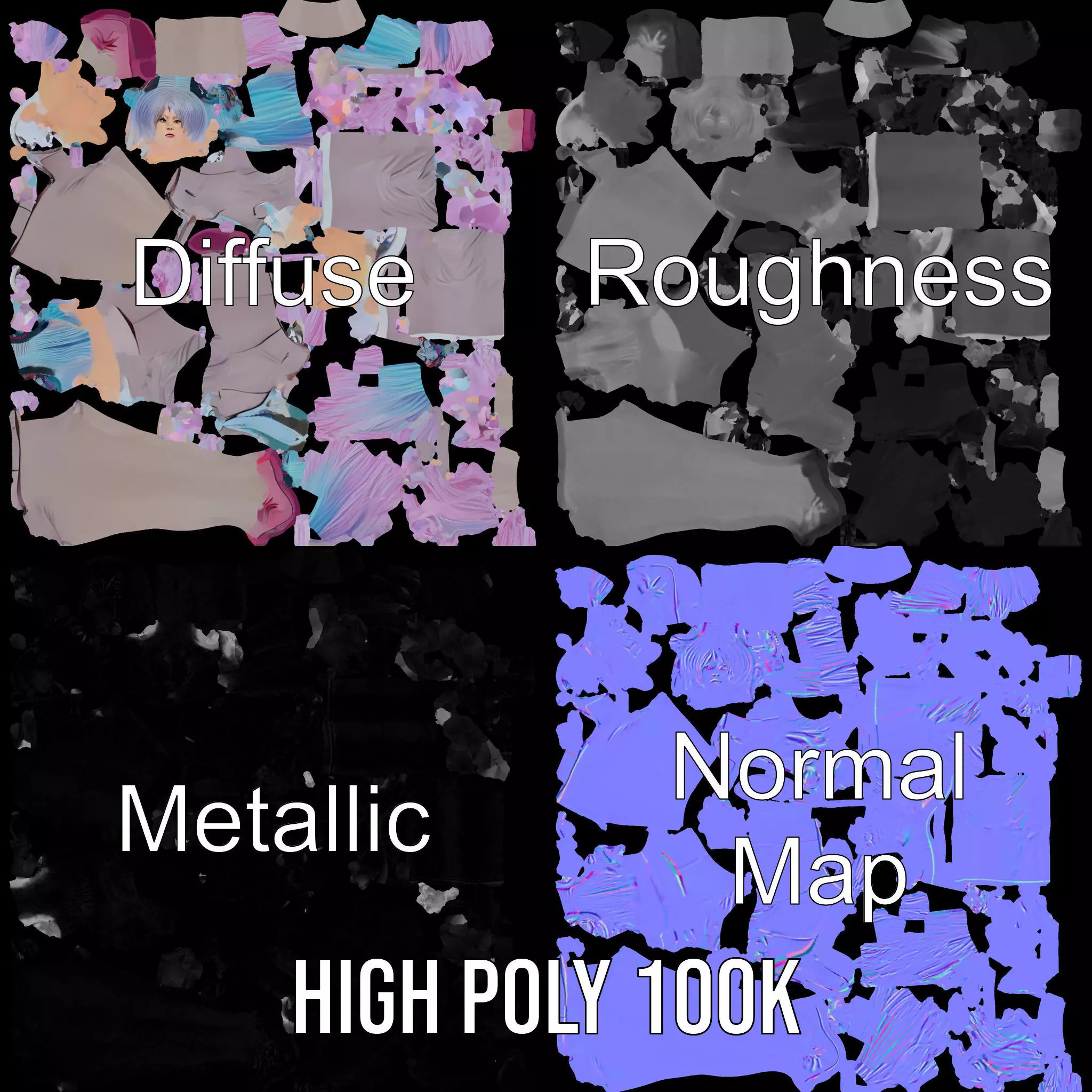 Anime Business Character Model Pack Low-poly 3D model_3