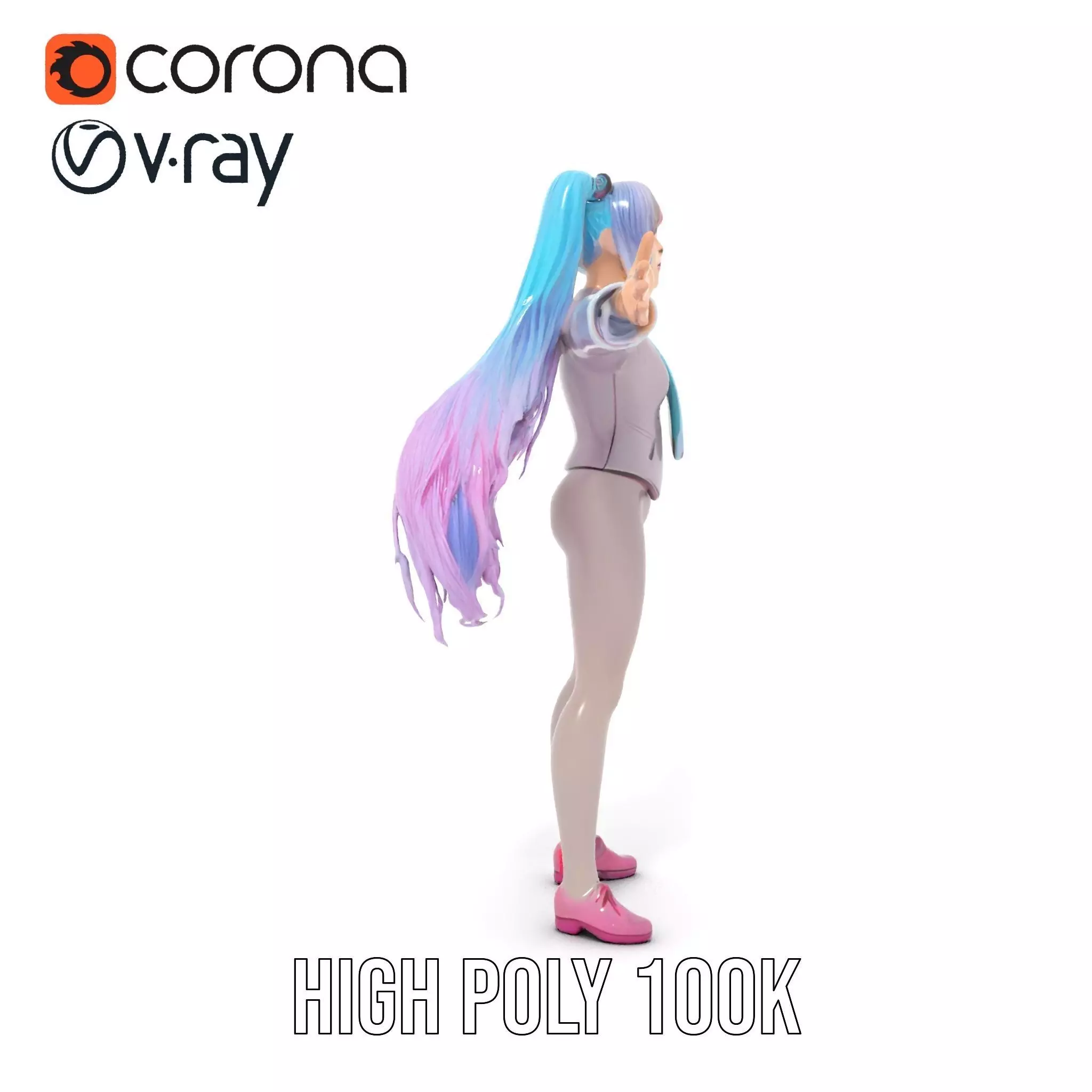 Anime Business Character Model Pack Low-poly 3D model_14