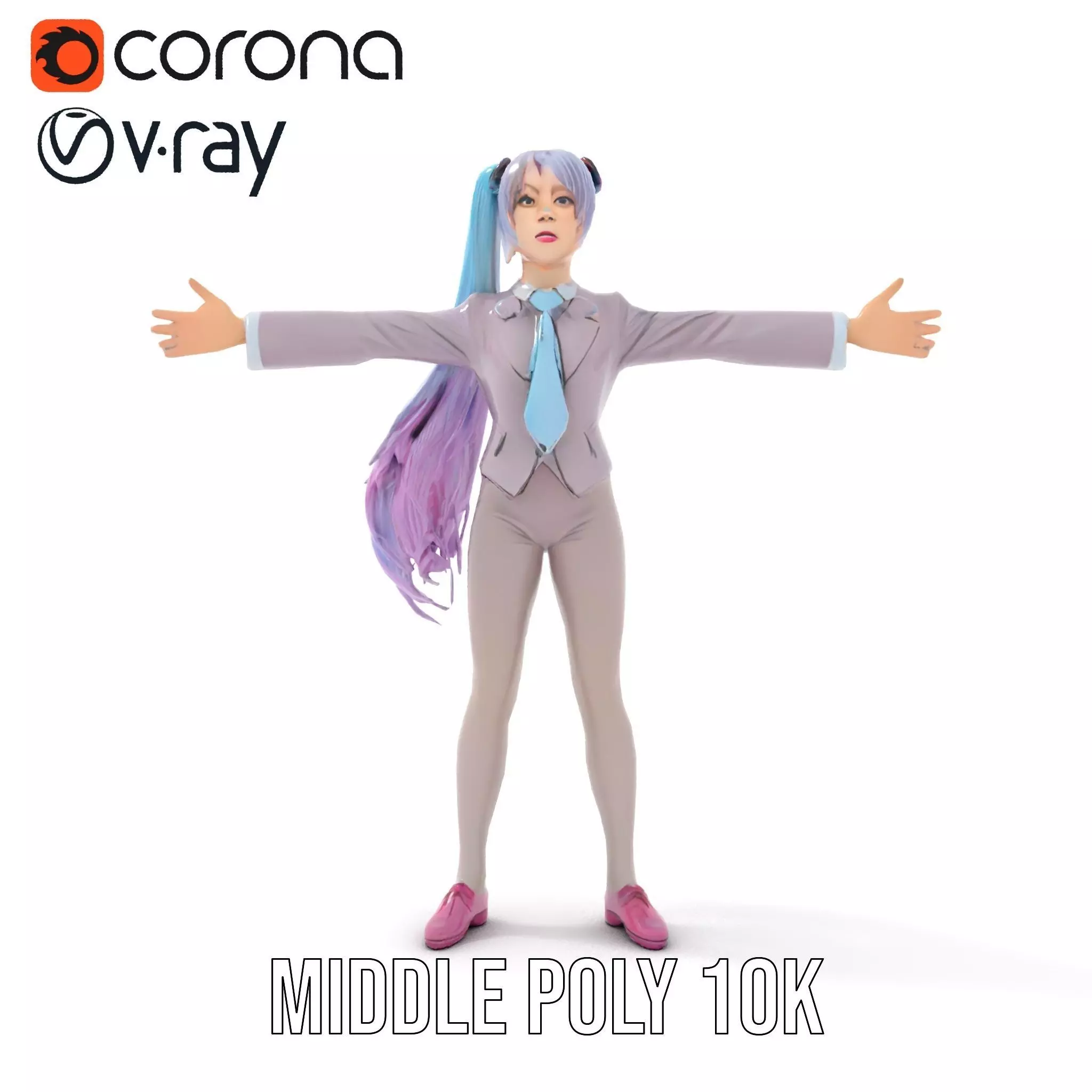 Anime Business Character Model Pack Low-poly 3D model_10