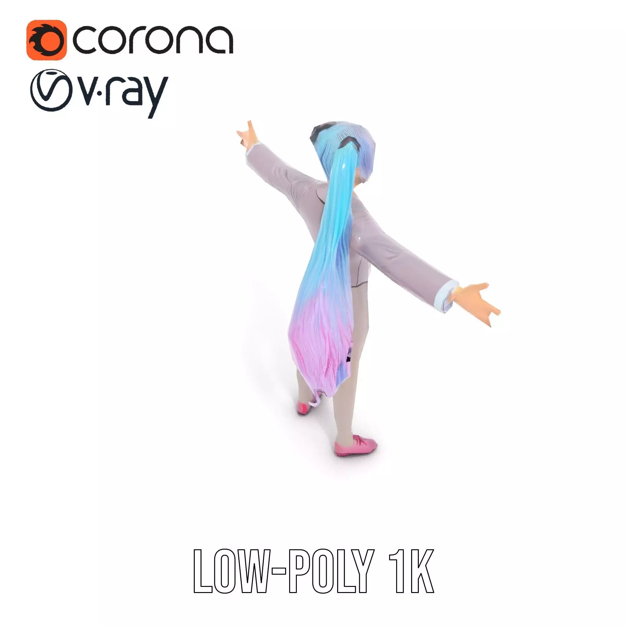 Anime Business Character Model Pack Low-poly 3D model_11