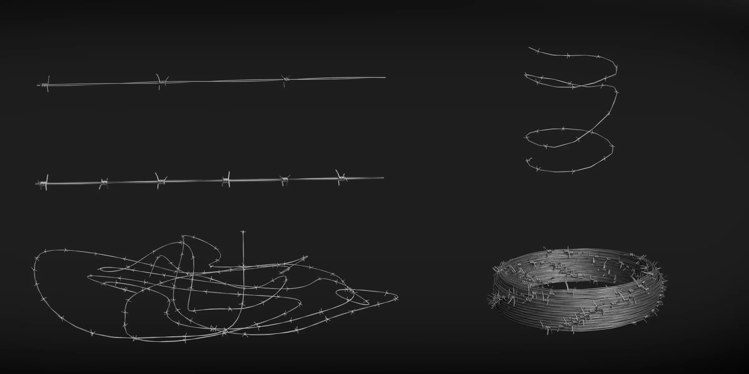 Barbed Wire Low-poly 3D model_0