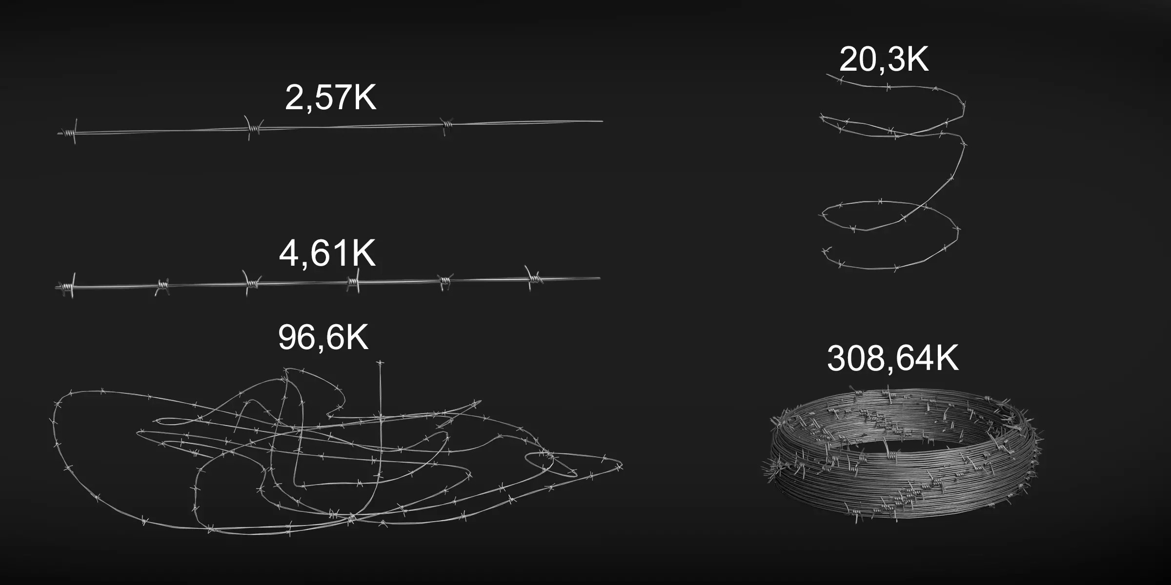 Barbed Wire Low-poly 3D model_1