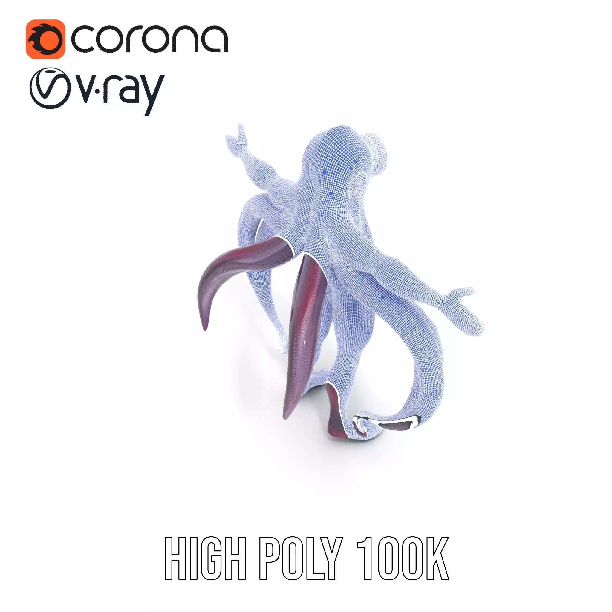 Cyclops Octopus Humanoid Creature Model Pack Low-poly 3D model_33