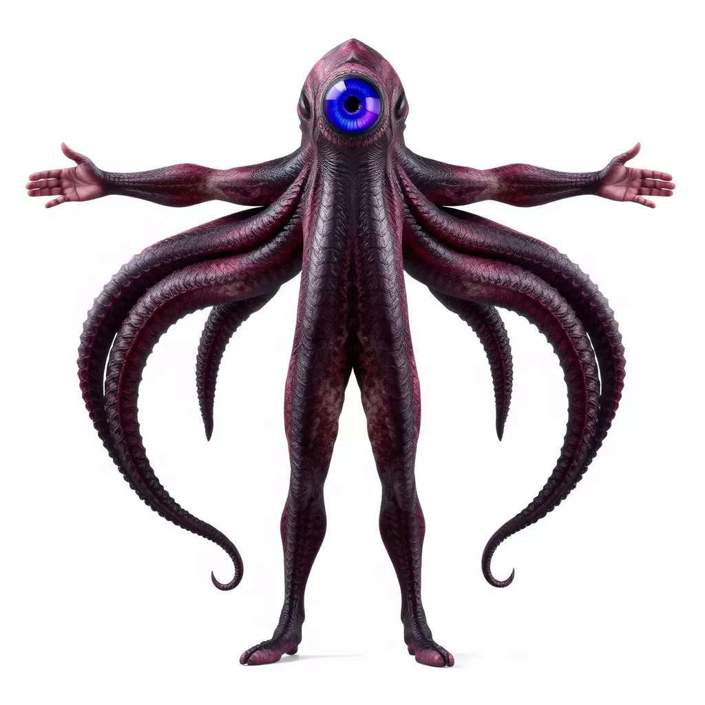 Cyclops Octopus Humanoid Creature Model Pack Low-poly 3D model_3
