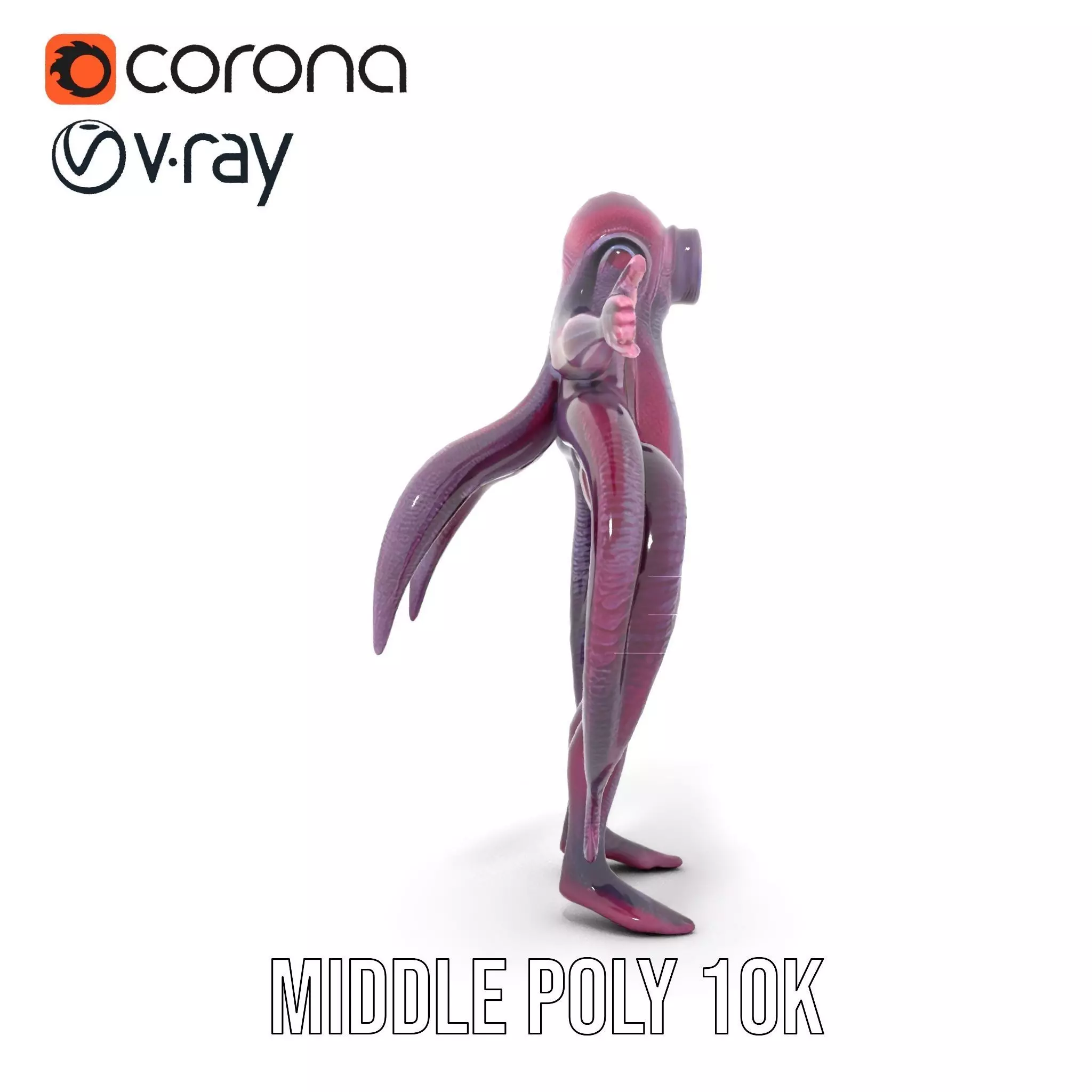 Cyclops Octopus Humanoid Creature Model Pack Low-poly 3D model_6