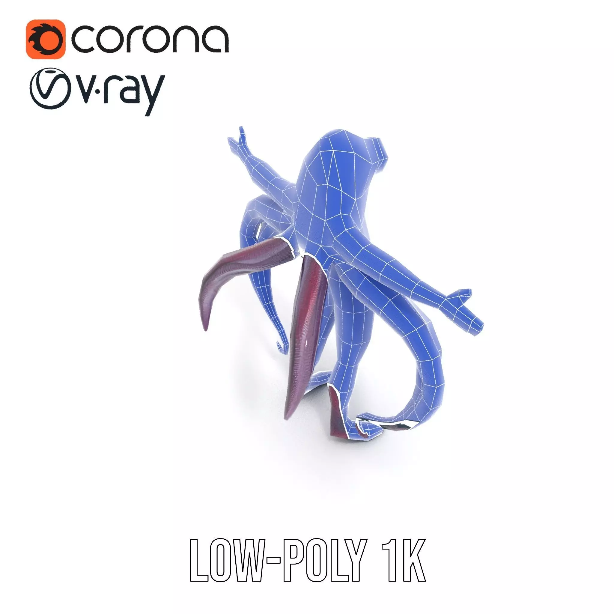 Cyclops Octopus Humanoid Creature Model Pack Low-poly 3D model_31