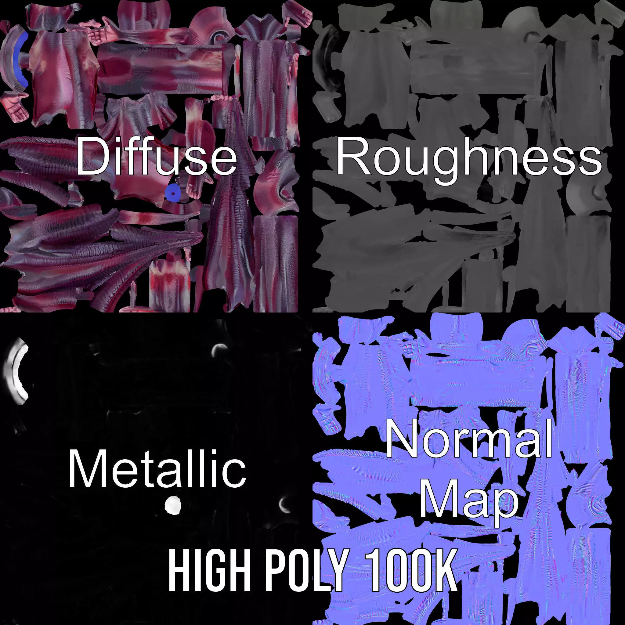 Cyclops Octopus Humanoid Creature Model Pack Low-poly 3D model_4