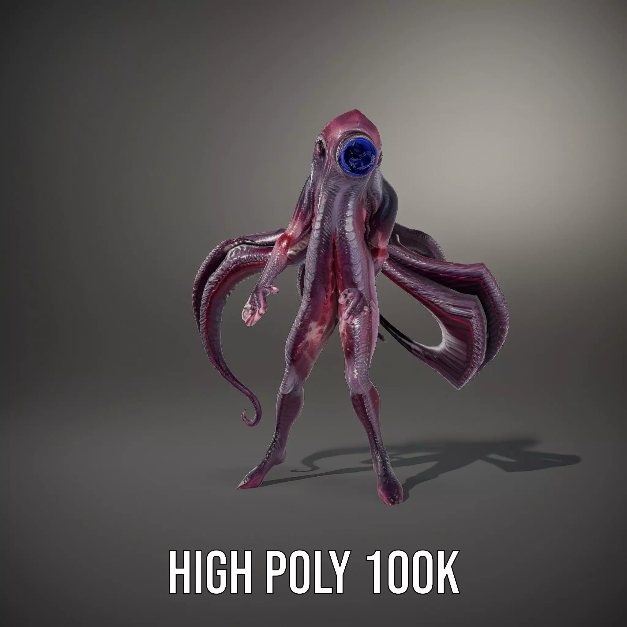 Cyclops Octopus Humanoid Creature Model Pack Low-poly 3D model_35