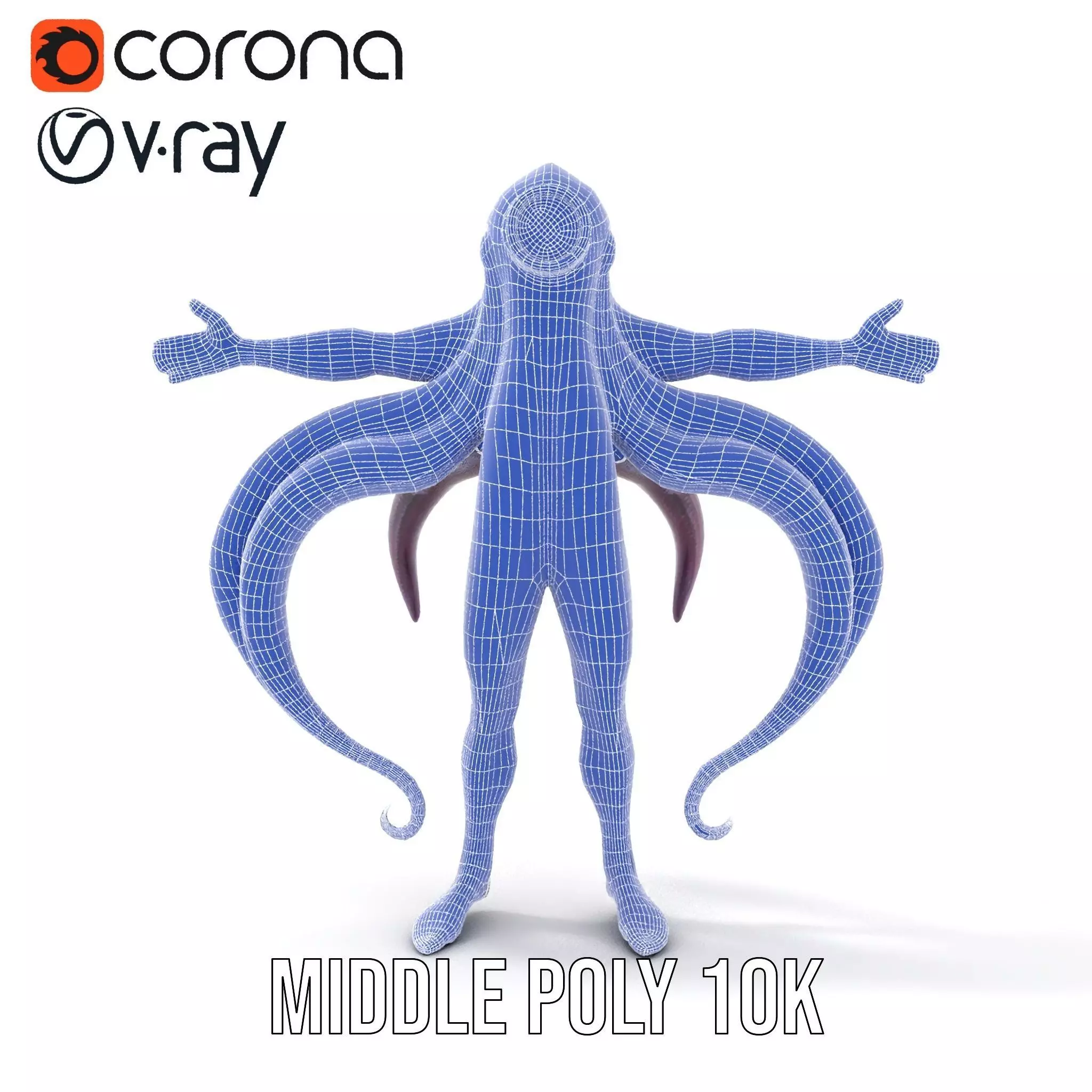 Cyclops Octopus Humanoid Creature Model Pack Low-poly 3D model_18