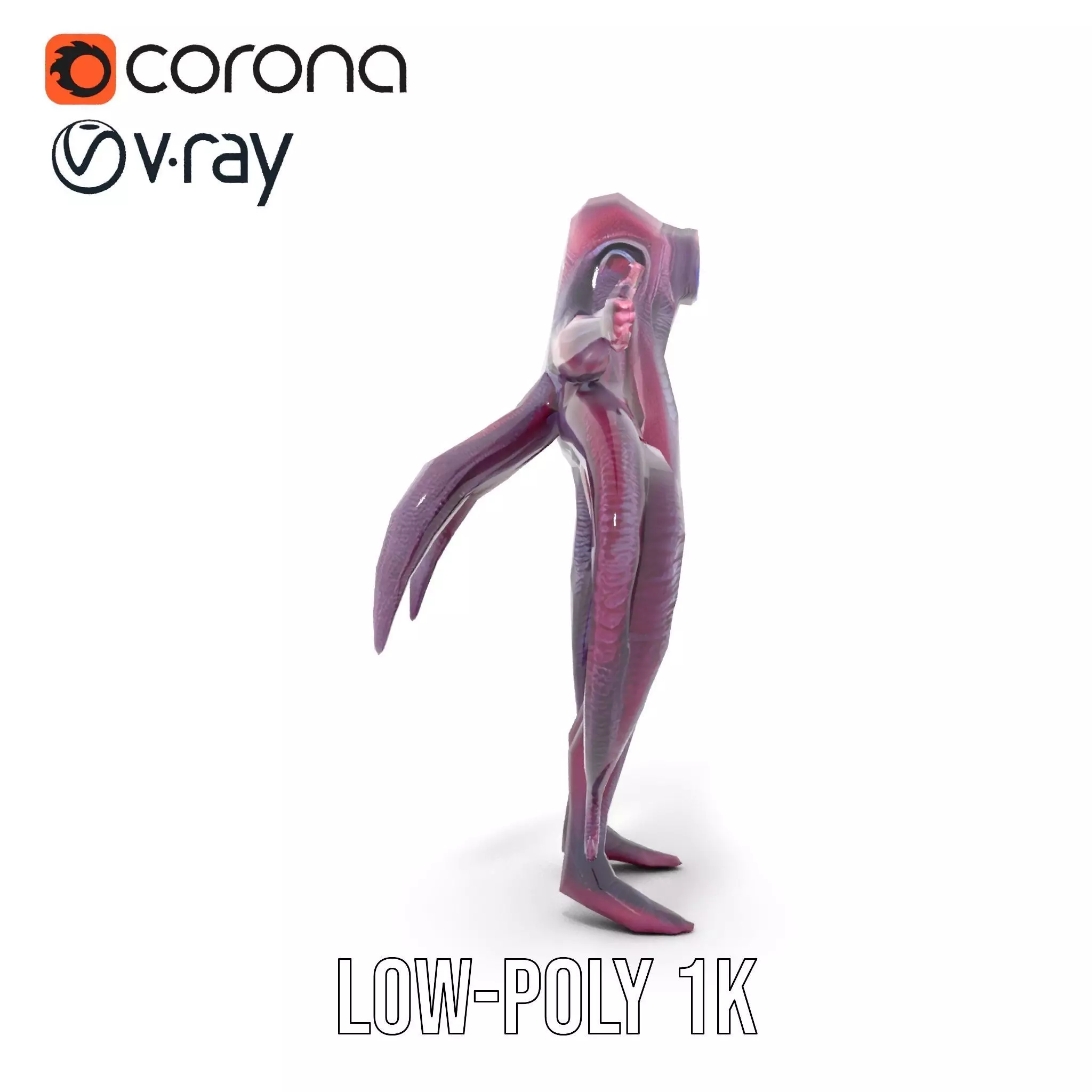 Cyclops Octopus Humanoid Creature Model Pack Low-poly 3D model_12