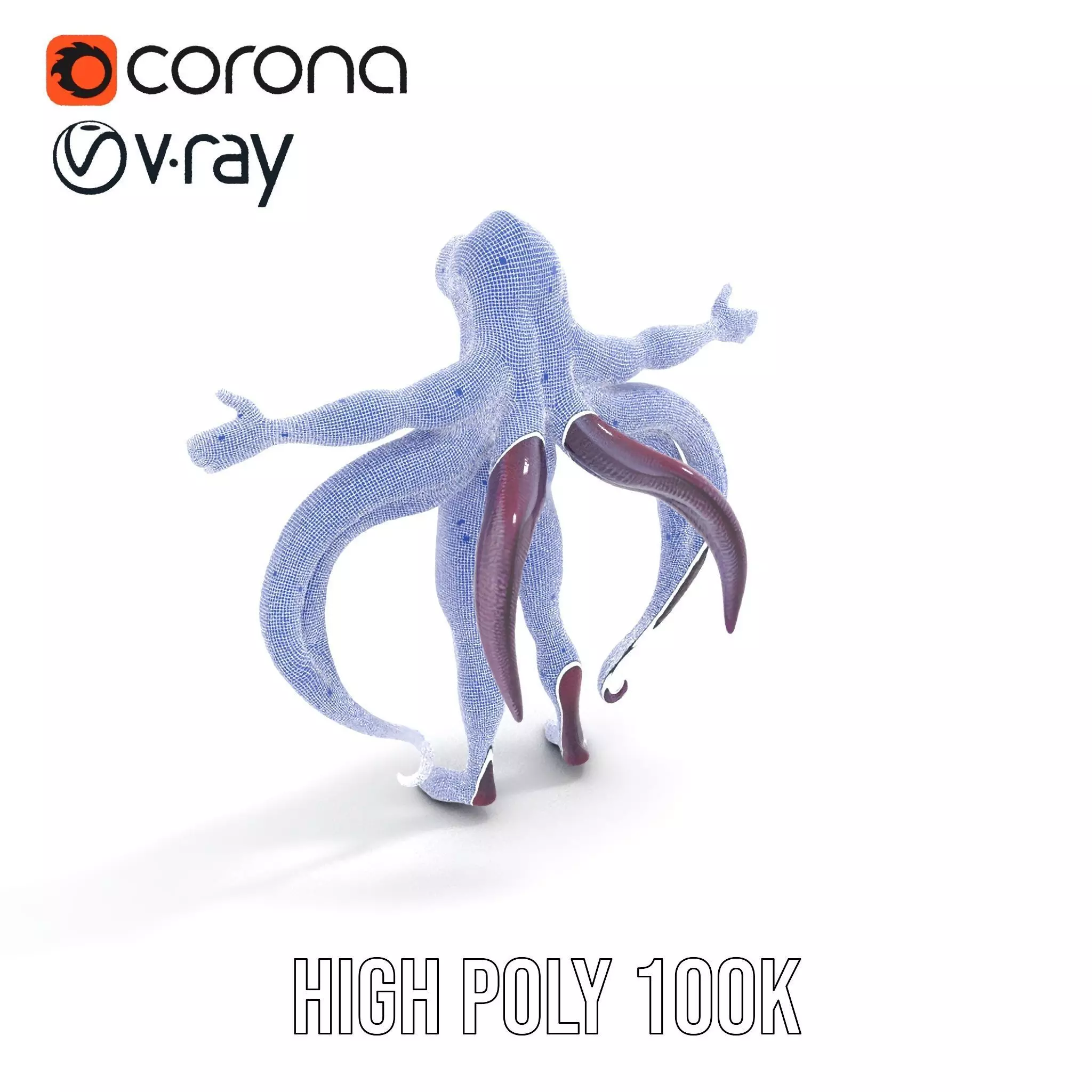 Cyclops Octopus Humanoid Creature Model Pack Low-poly 3D model_23