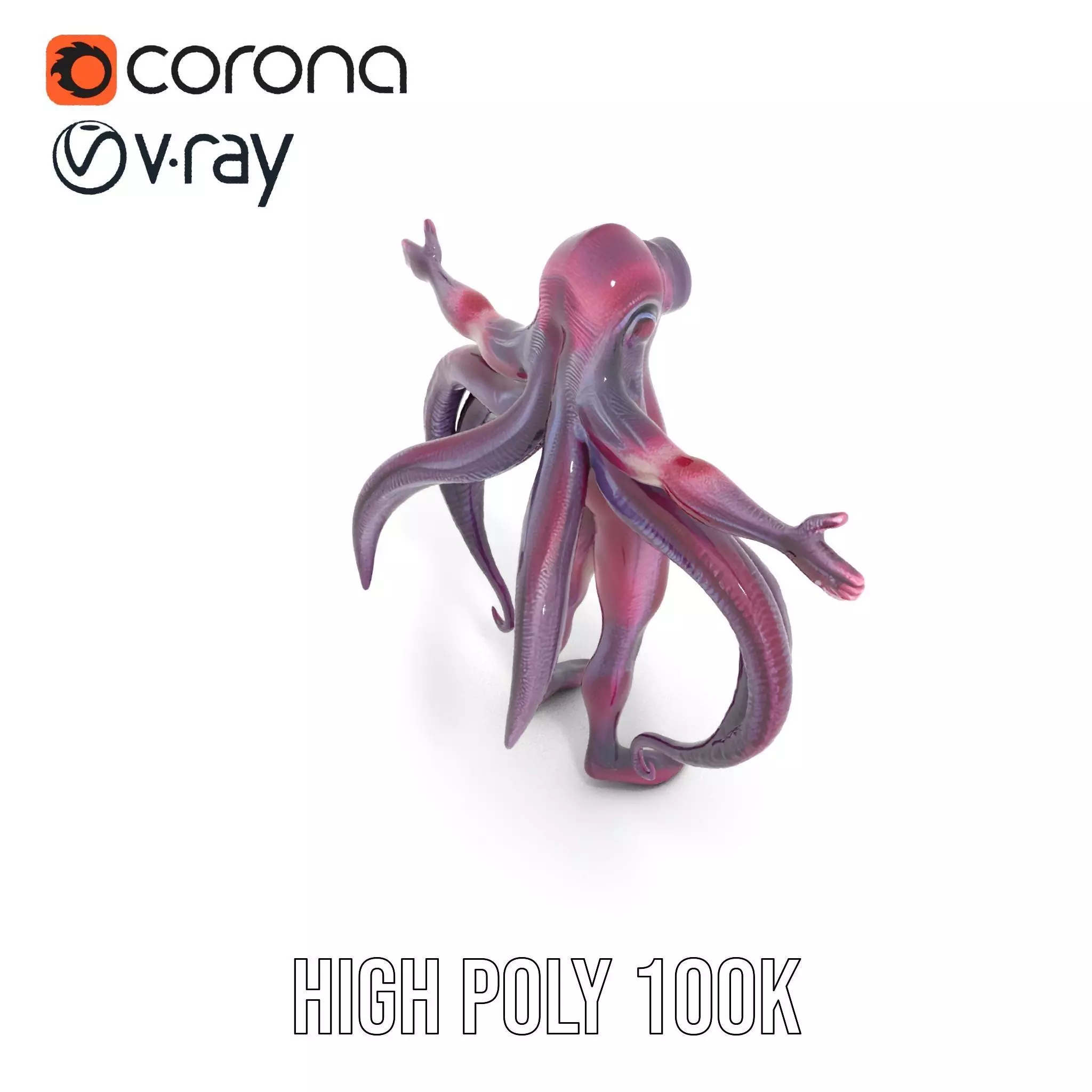 Cyclops Octopus Humanoid Creature Model Pack Low-poly 3D model_17