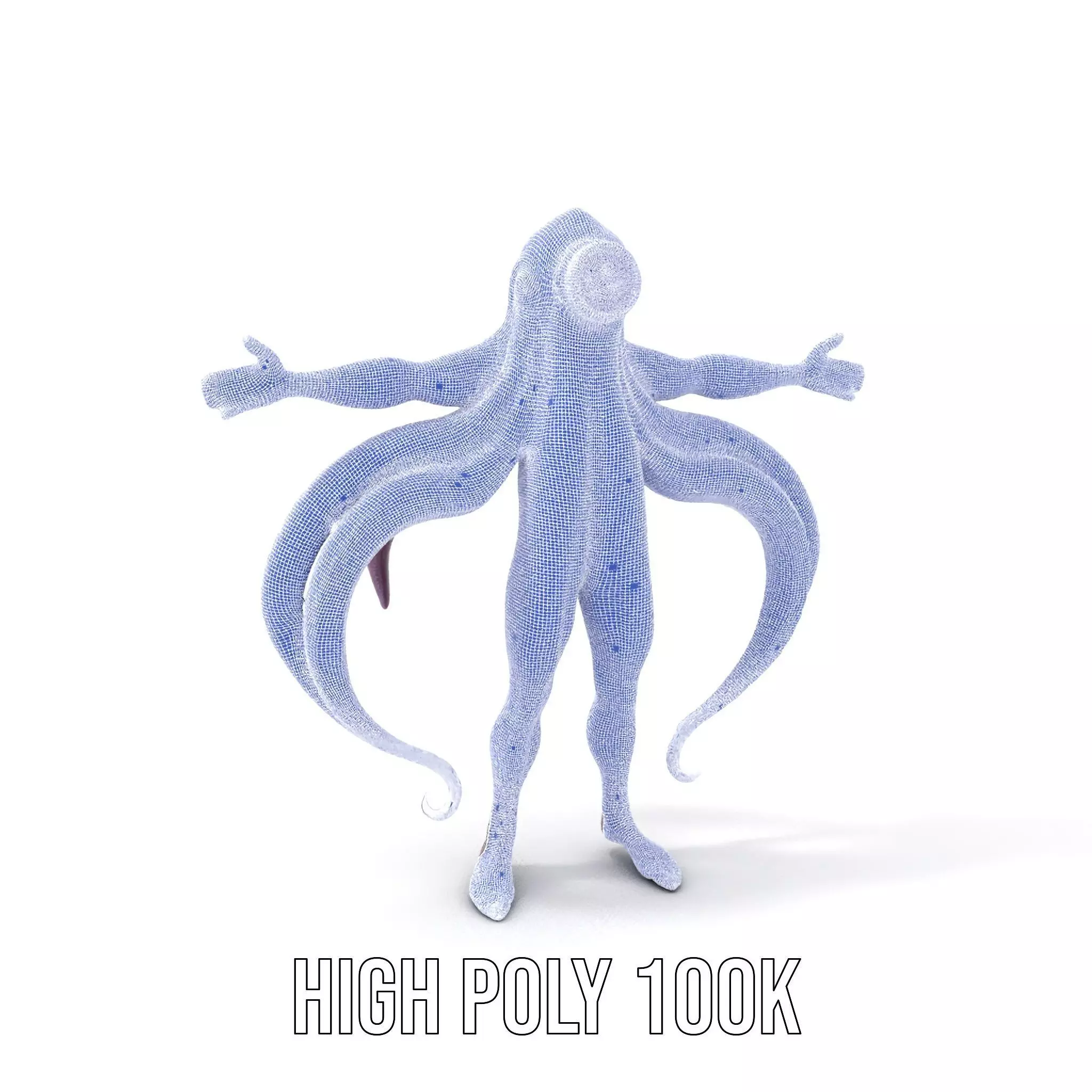 Cyclops Octopus Humanoid Creature Model Pack Low-poly 3D model_5