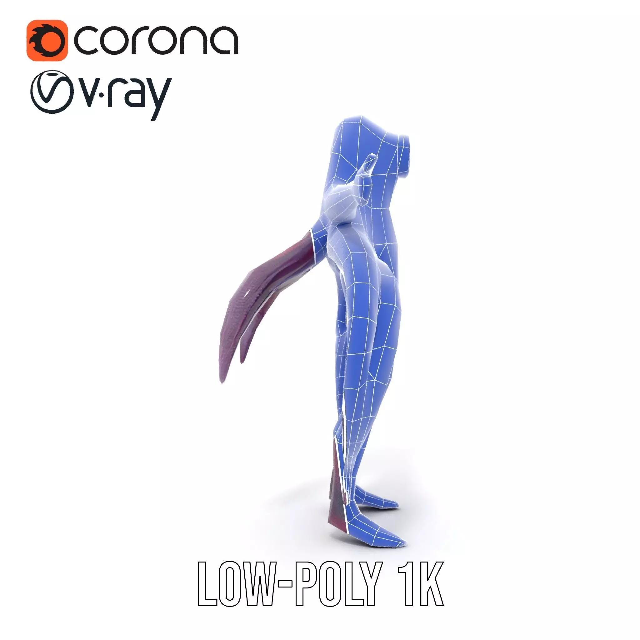 Cyclops Octopus Humanoid Creature Model Pack Low-poly 3D model_22