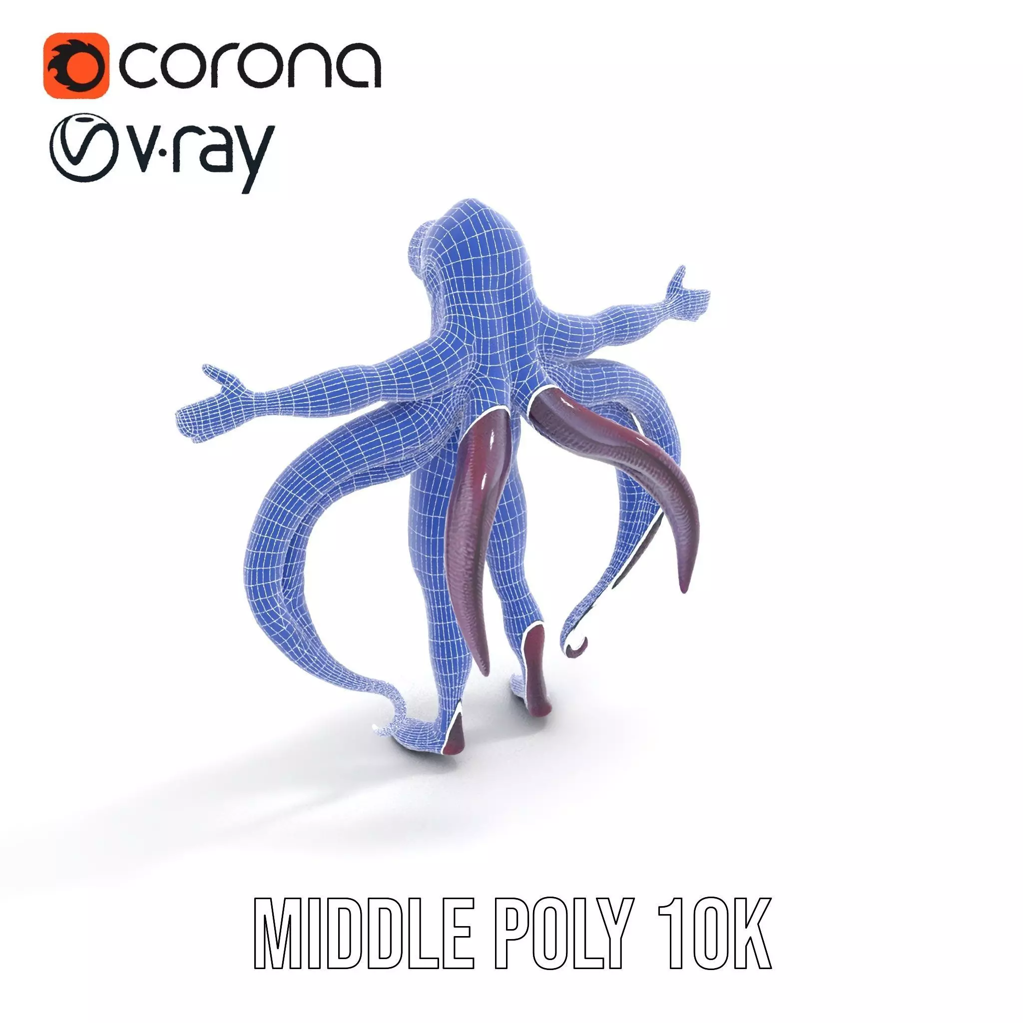 Cyclops Octopus Humanoid Creature Model Pack Low-poly 3D model_24