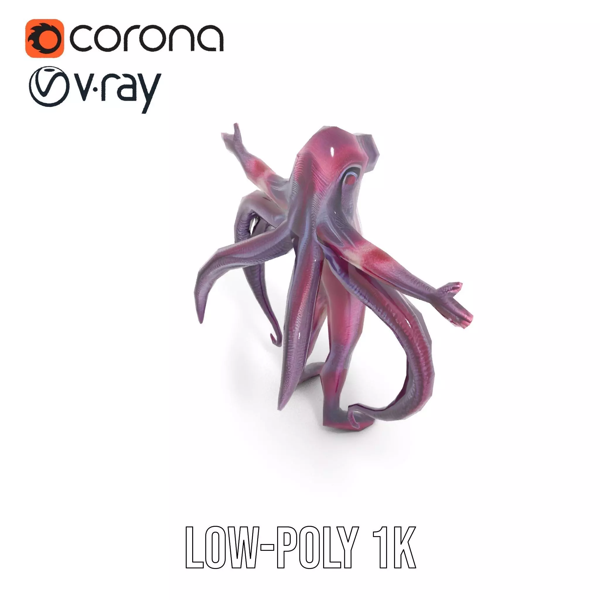 Cyclops Octopus Humanoid Creature Model Pack Low-poly 3D model_14