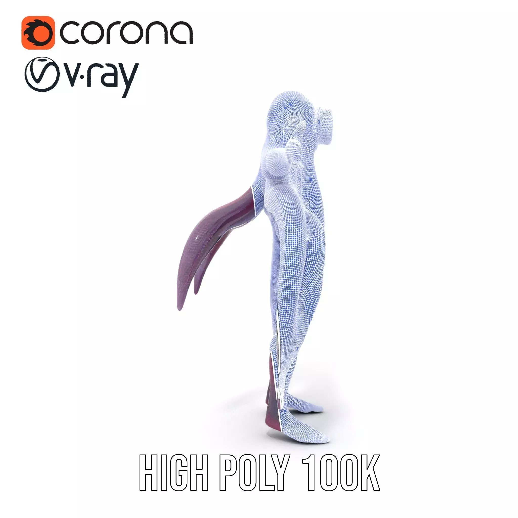 Cyclops Octopus Humanoid Creature Model Pack Low-poly 3D model_34