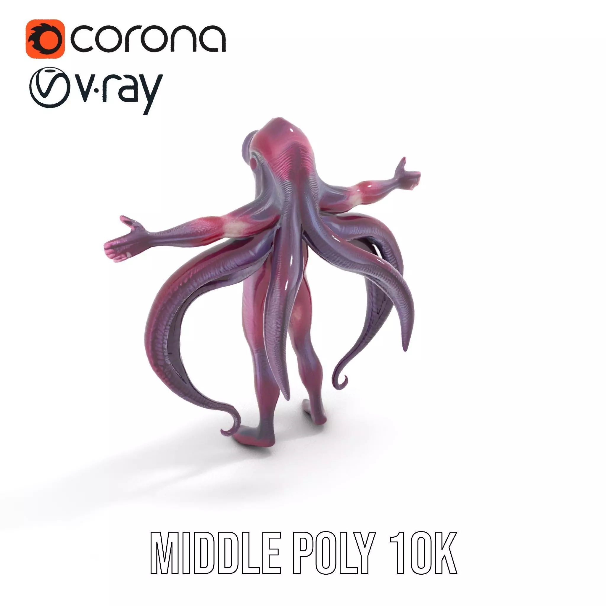 Cyclops Octopus Humanoid Creature Model Pack Low-poly 3D model_7