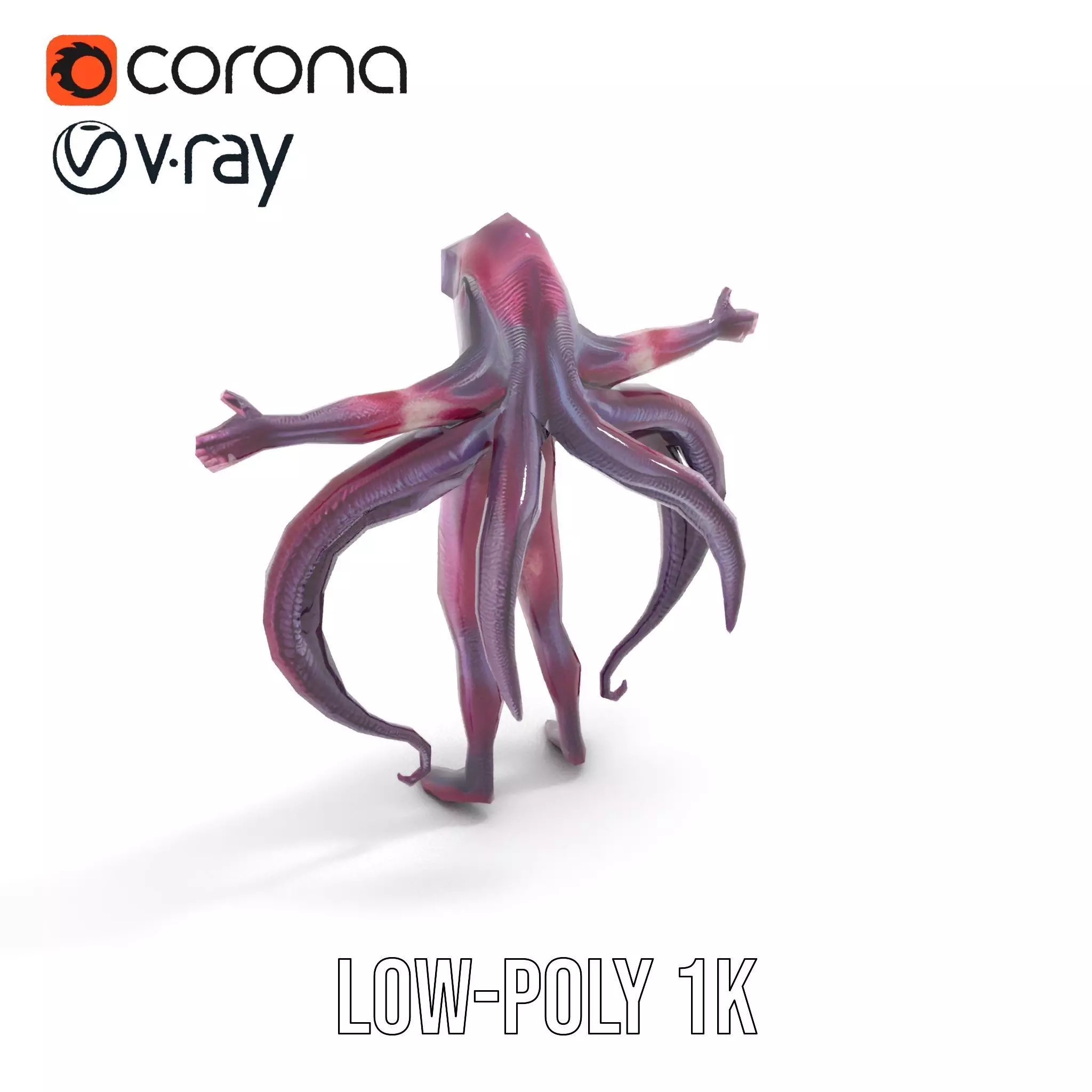 Cyclops Octopus Humanoid Creature Model Pack Low-poly 3D model_25