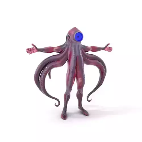 Cyclops Octopus Humanoid Creature Model Pack Low-poly 3D model