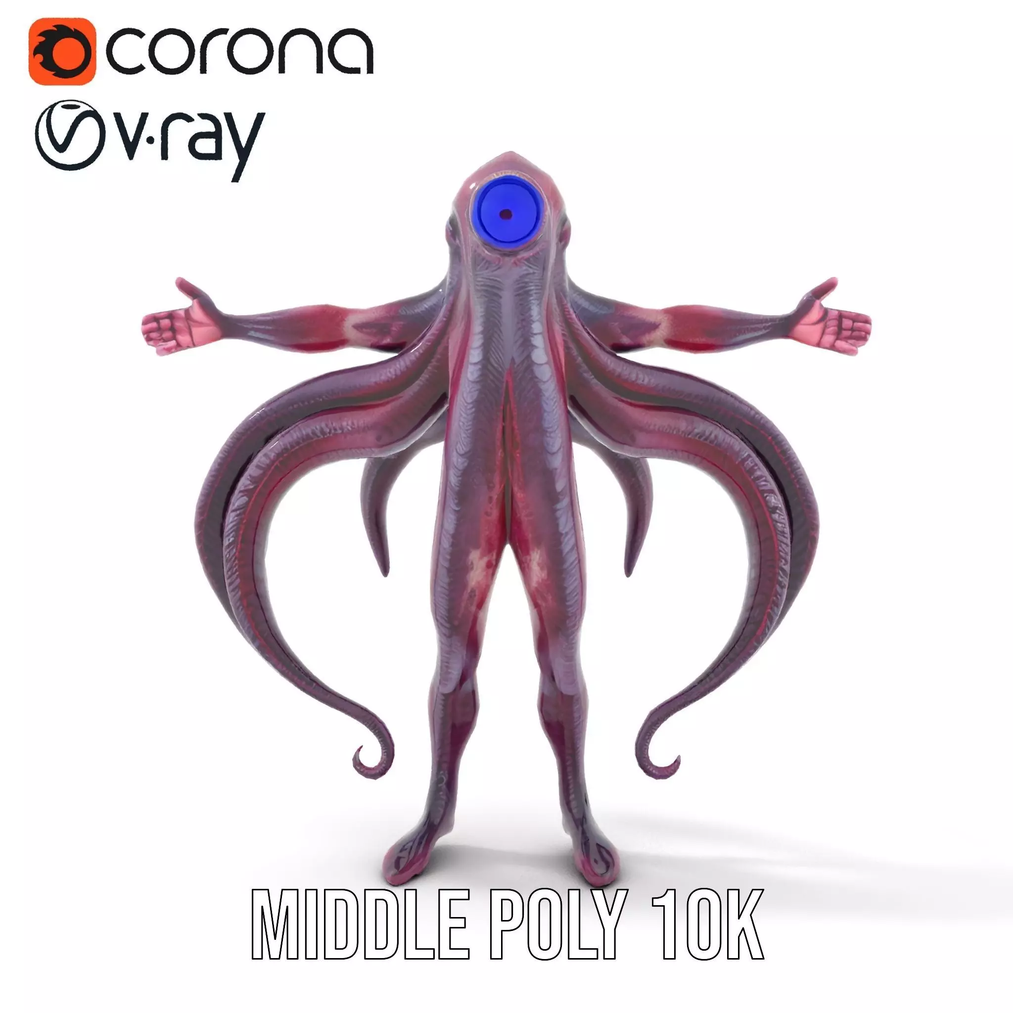 Cyclops Octopus Humanoid Creature Model Pack Low-poly 3D model_11