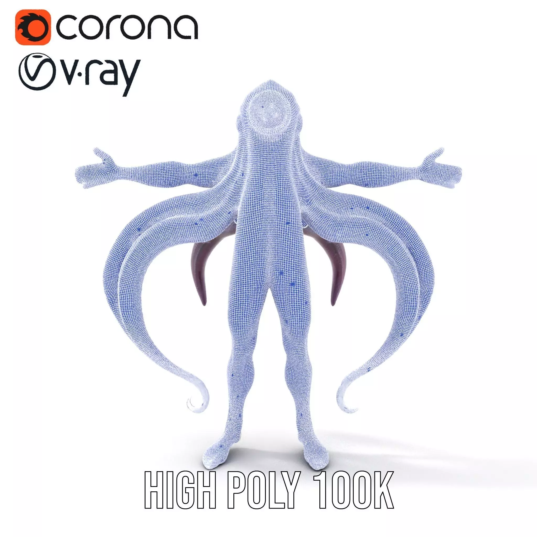 Cyclops Octopus Humanoid Creature Model Pack Low-poly 3D model_29