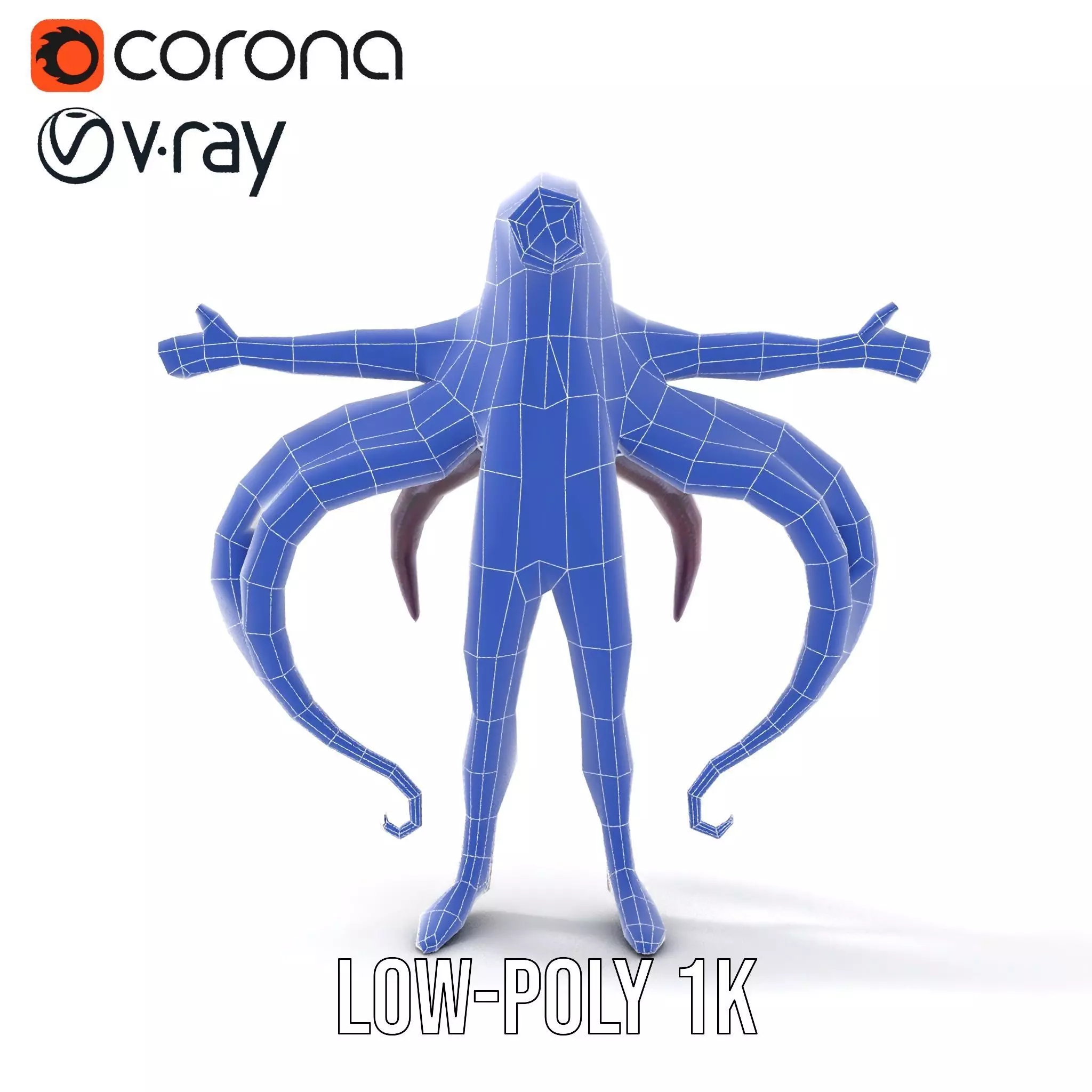 Cyclops Octopus Humanoid Creature Model Pack Low-poly 3D model_28