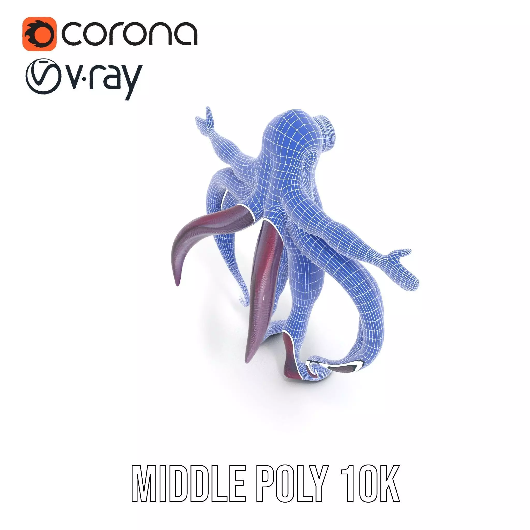 Cyclops Octopus Humanoid Creature Model Pack Low-poly 3D model_30