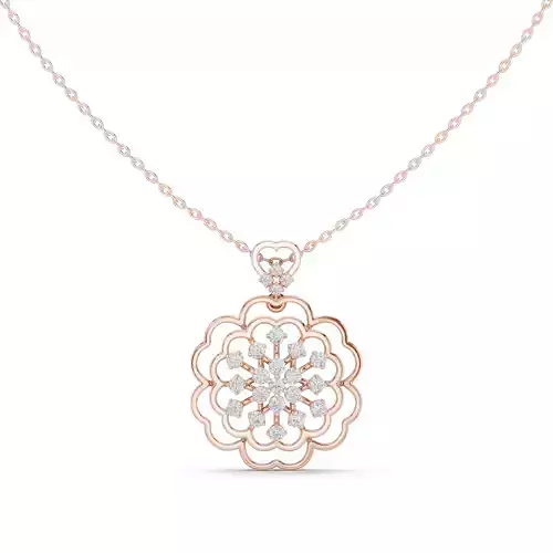Round Diamond Flower Pendant Necklace 3dm STL Video